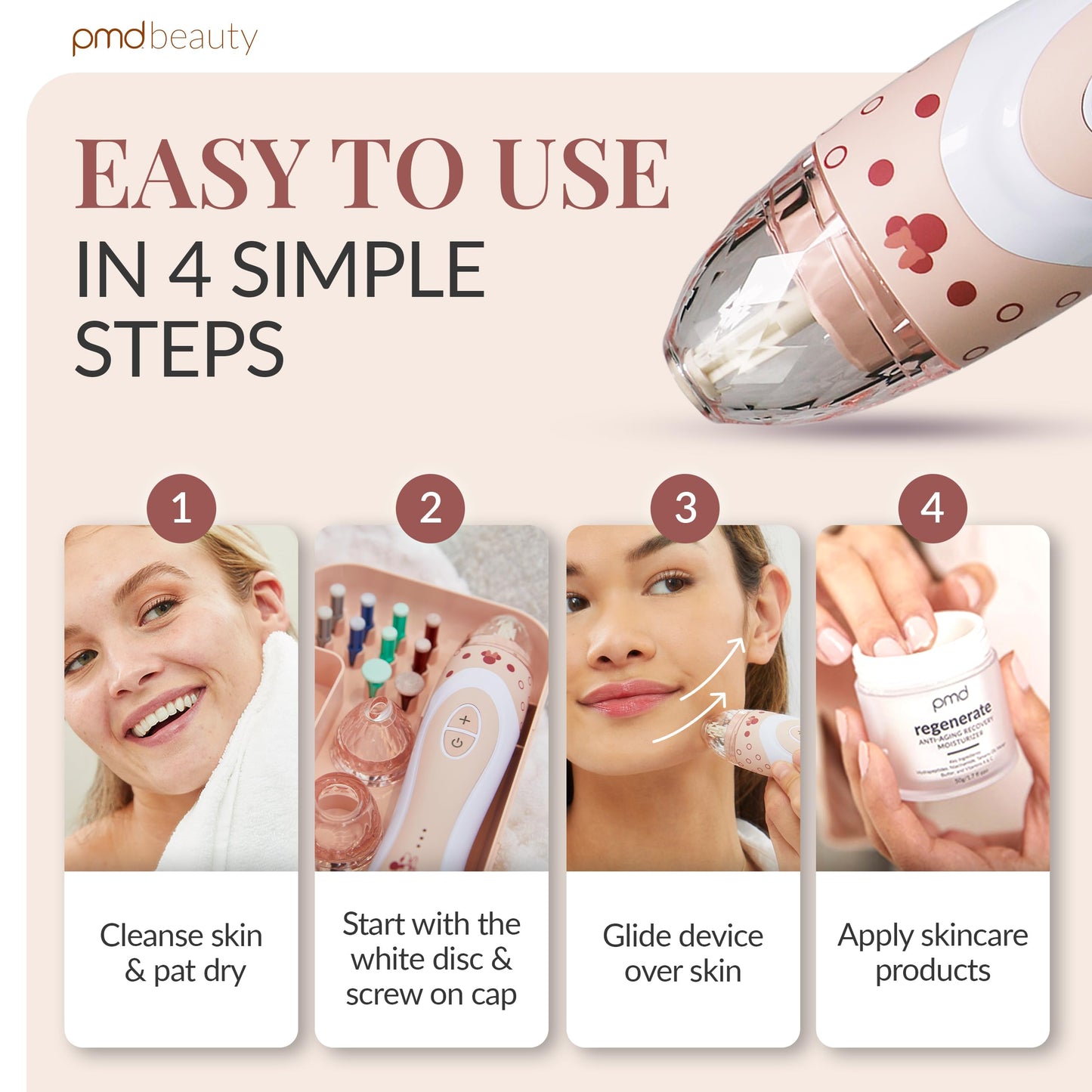 PMD Beauty x Disney Minnie Mouse Personal Microderm Elite Pro-At-Home Microdermabrasion Machine for Face and Body-Exfoliating Crystals & Vacuum Suction for Fresh & Radiant Skin-TruTier Technology