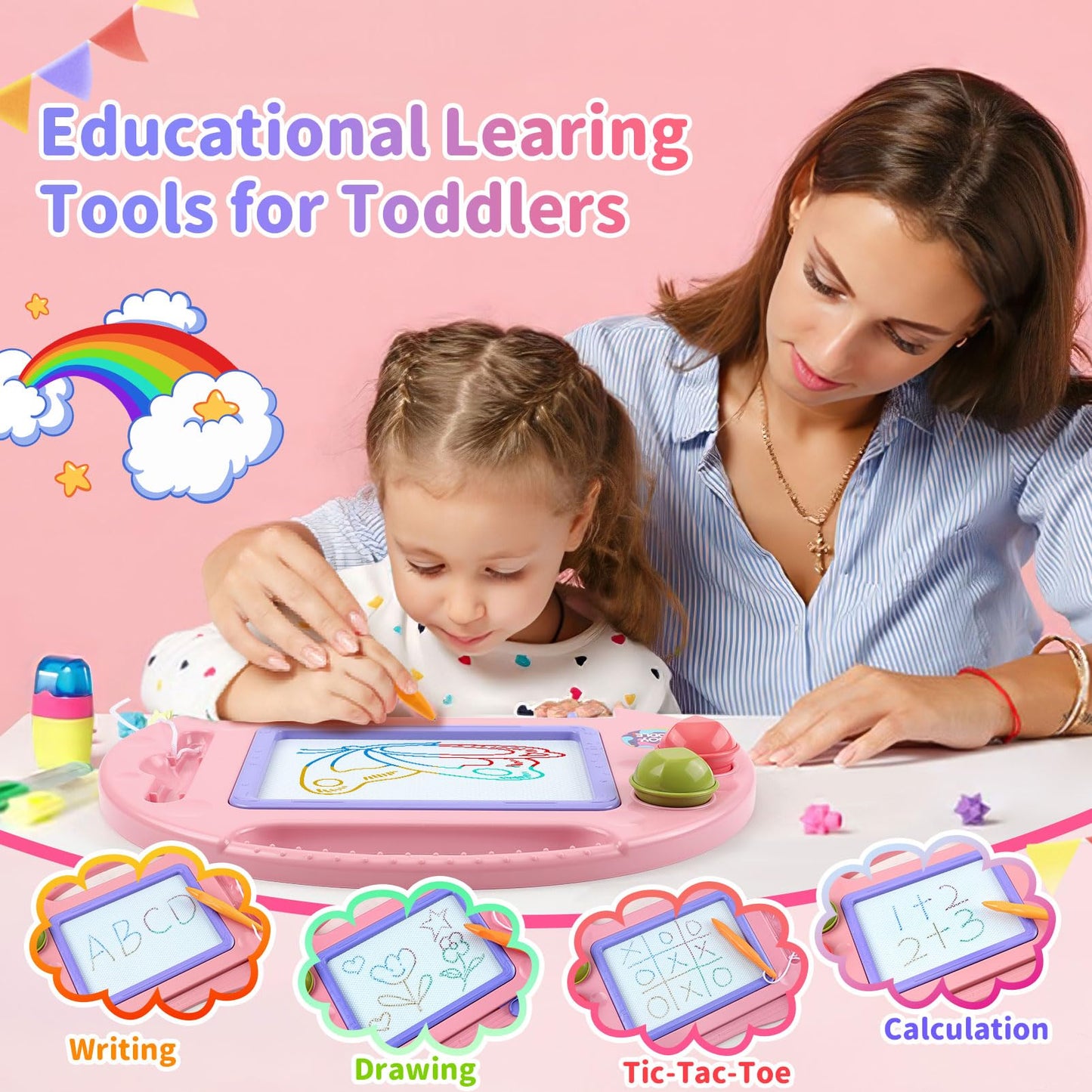 BABLOCVID Toddler Toys,Toys for 1-2 Year Old Girls,Magnetic Drawing Doodle Board for Kids Toy,Educational Learning Baby Toy for 18 Months 1 2 3 Year Old Girl Boy Birthday Easter Gifts,Arts and Crafts