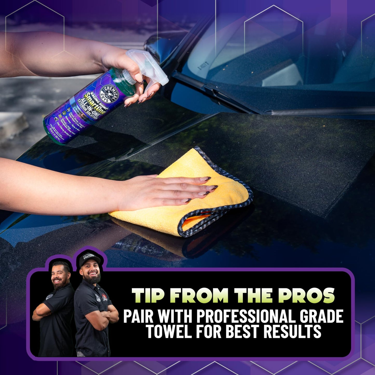 Chemical Guys Raging Rhino Waterless Car Wash And Quick Detailer Spray And Wipe Exterior Cleaner 2 Pack (20 Oz Each) With 6 Premium Microfiber Towels