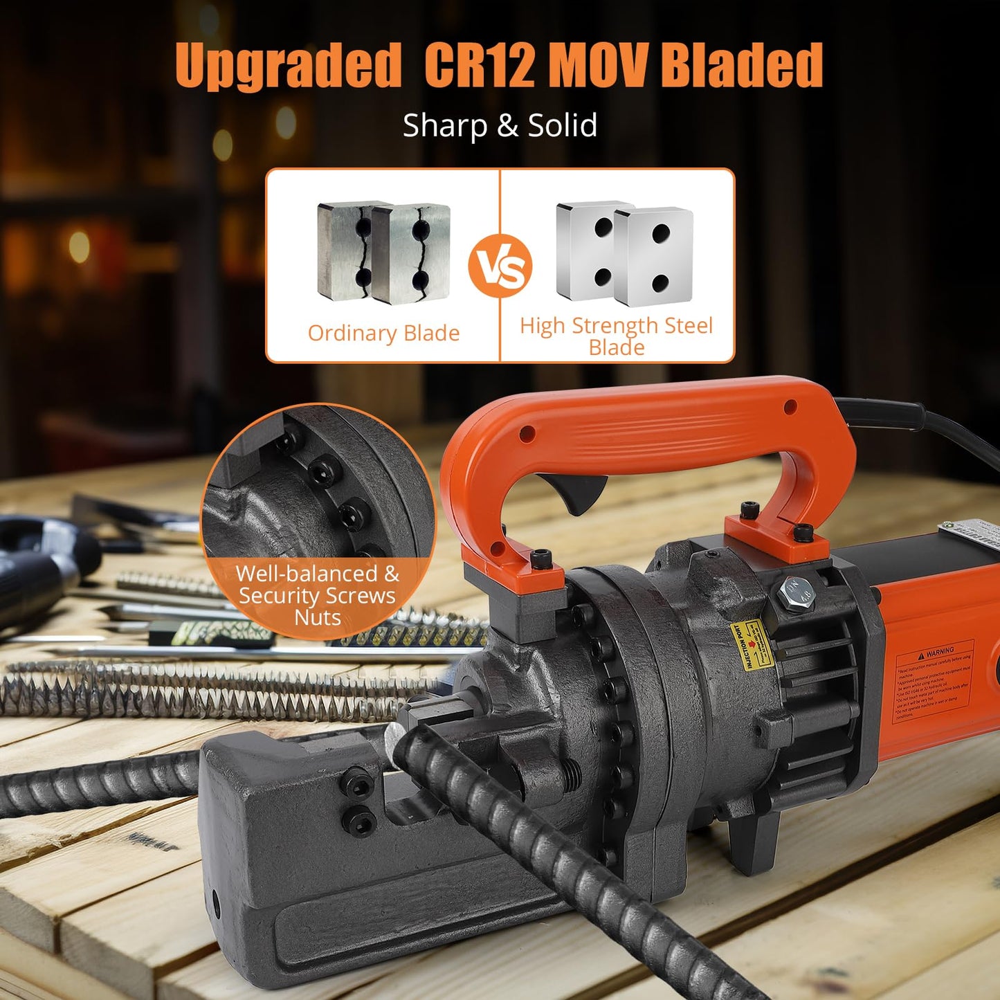 Electric Hydraulic Rebar Cutter Tool, 1700W Cutting up to 1 Inch #8 4-25mm Rebar Steel within 5 Seconds,110V, with Blades & Easy Carry Stainless Box (1700W RC-25)