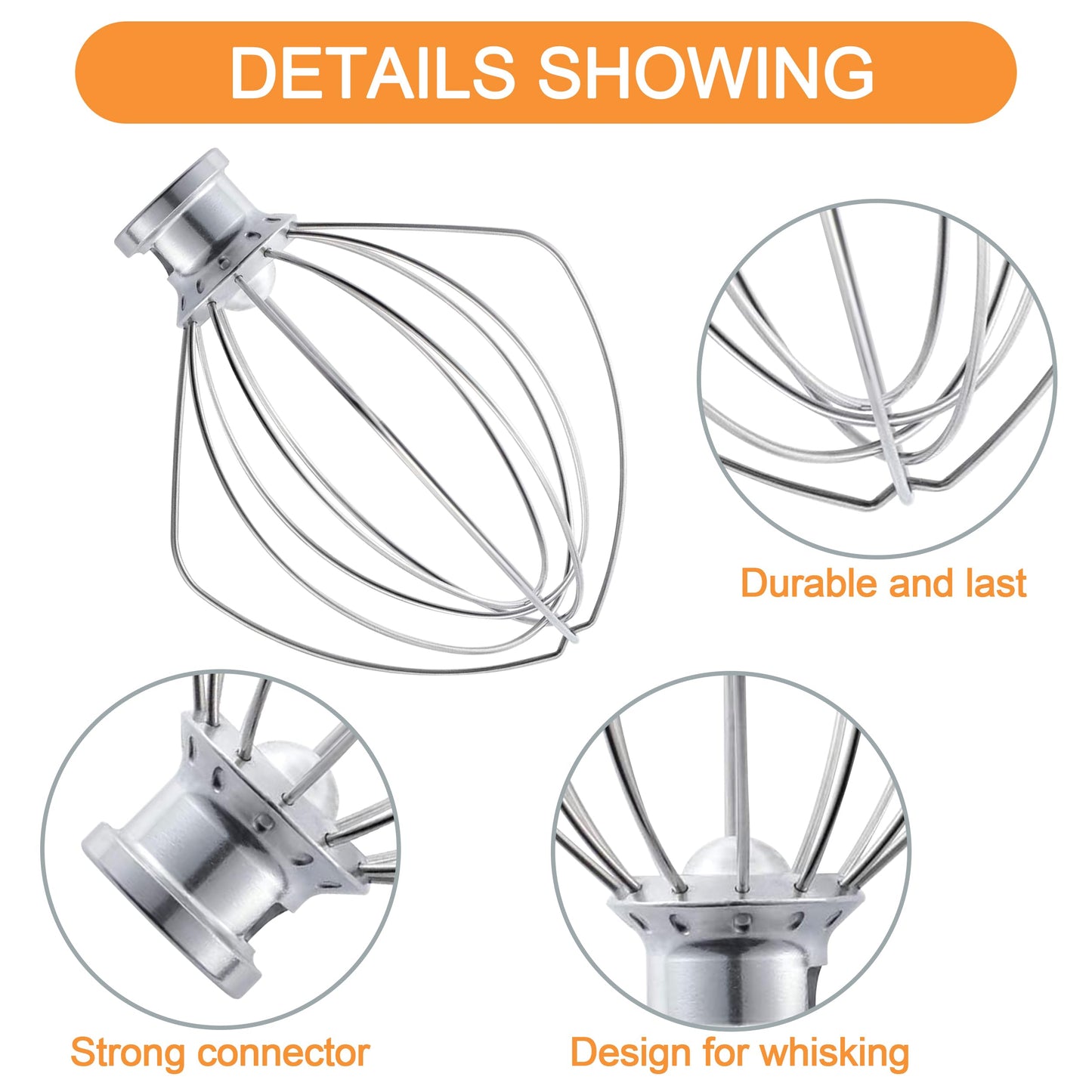 Wire Whip for KitchenAid Tilt-Head Stand Mixer Accessory Replacement, Egg Cream Stirrer, Cakes Mayonnaise Whisk，Whipping Egg White