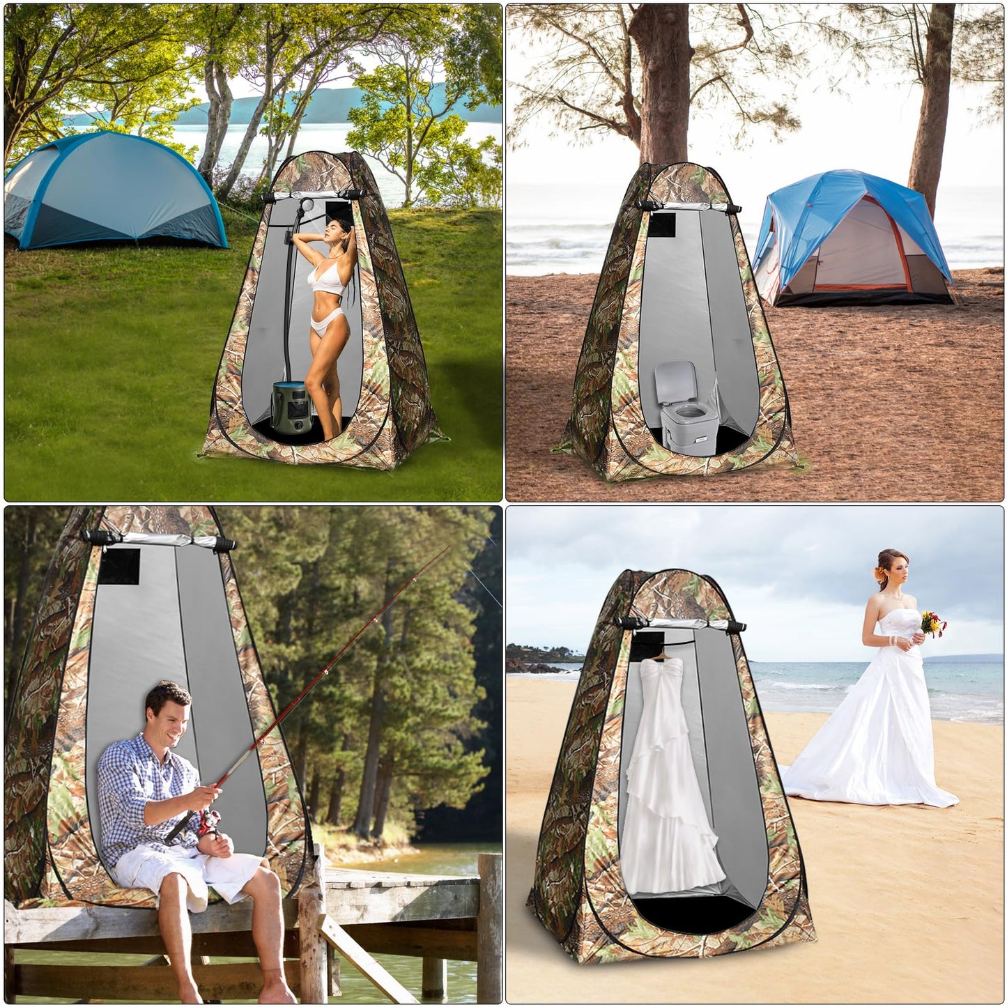 HeiPen Portable Camping Shower Kit, 6000mAh Rechargeable Outdoor Shower Kit with Intelligent LED Display for Camping, Hiking, RV, Traveling, Beach (Portable Hot Shower with Tent)