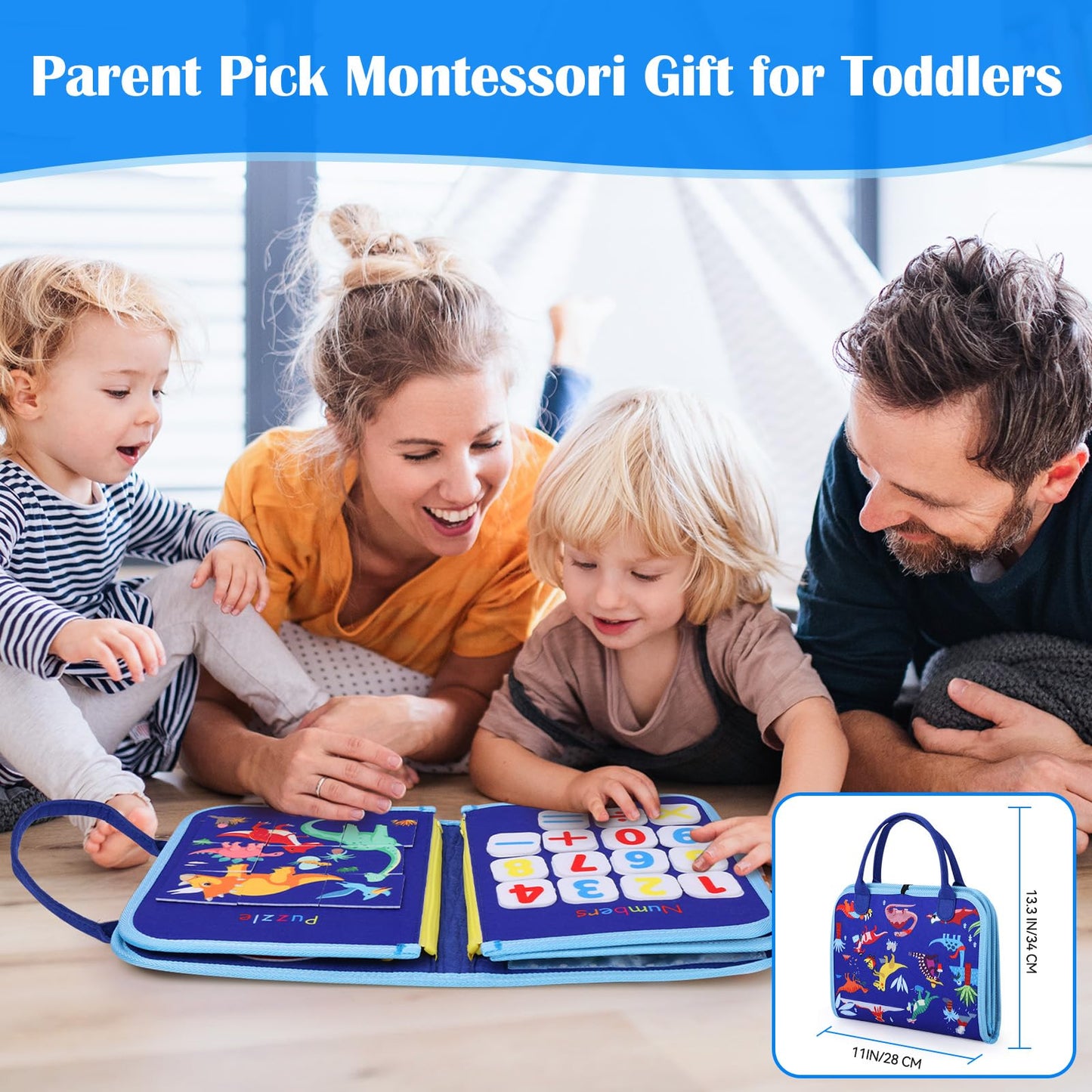 Busy Board, Montessori Toys for 1 2 3 4 Year Old Boy Birthday Gifts, Educational Sensory Toy for Learning Activities Fine Motor Skills, Road Trip Airplane Travel Toys for Toddlers Kids Age 1-3 2-4
