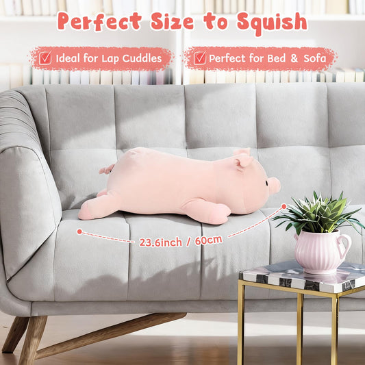 MaoGoLan Pink Pig Stuffed Animal Plush Pillow– 24" Giant Stuffed Pig Toy, Soft Hugging Piglet Toy for Kid Girl Boy & Adults, Perfect Piggy Birthday Gift, Baby Shower Party Favor Decor