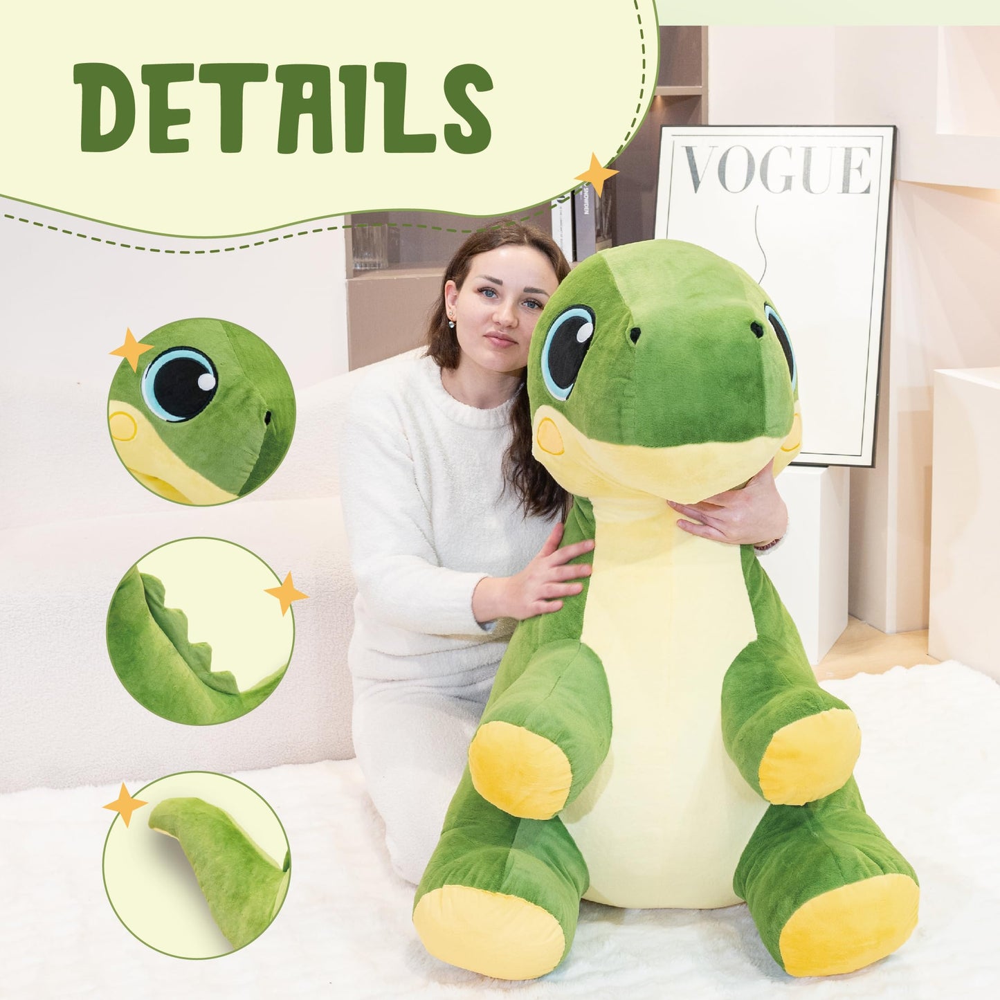 Jrystar 31" Large Dinosaur Stuffed Animals for Boys, Soft Jumbo Trex Plush Toys, Big Stuffed Dinosaur Plushie, Giant Dino Plush Toys, Gifts for Kids Girls Adults on Birthday Children's Day Christmas