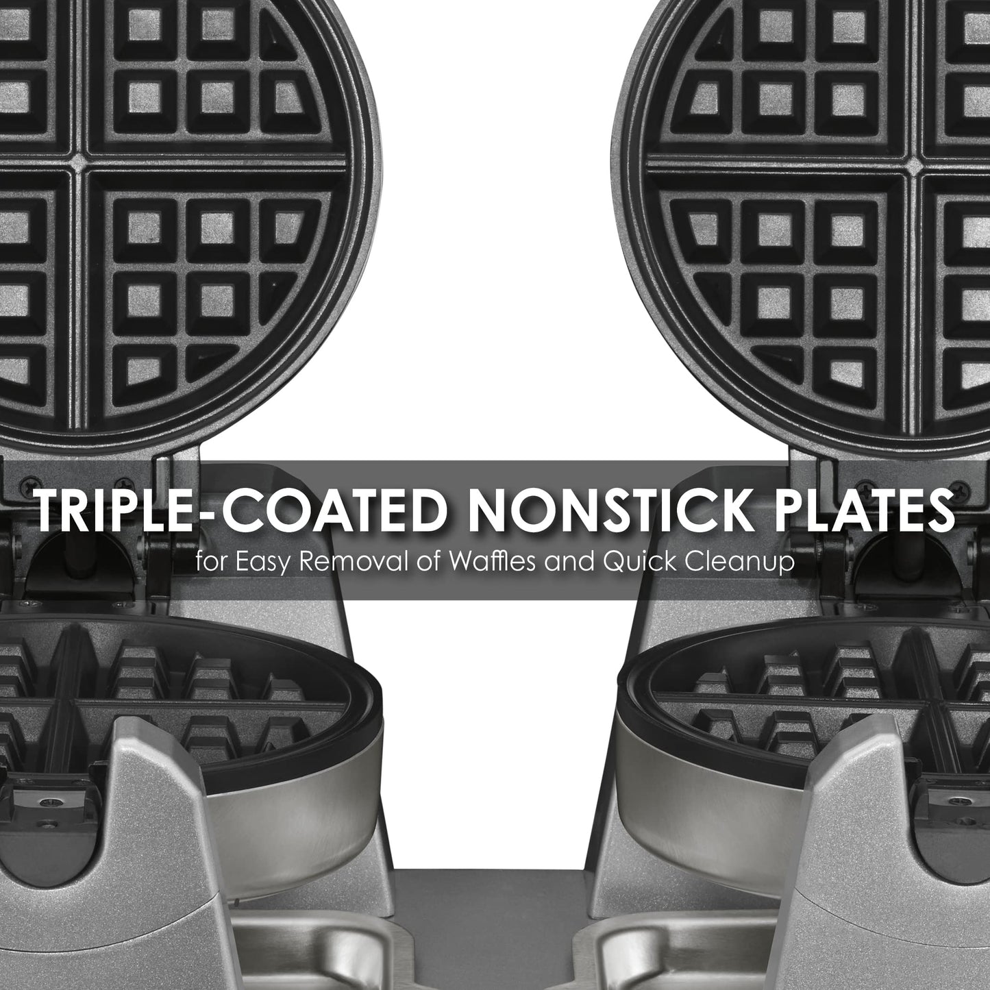 Waring Commercial Double Belgian Waffle Maker with Serviceable Plates, Duel Side by Side Rotating Cooking Non-Stick Surfaces, Heavy Duty Restaurant Foodservice, 50-60 Waffles an Hour, 208V, 2700W