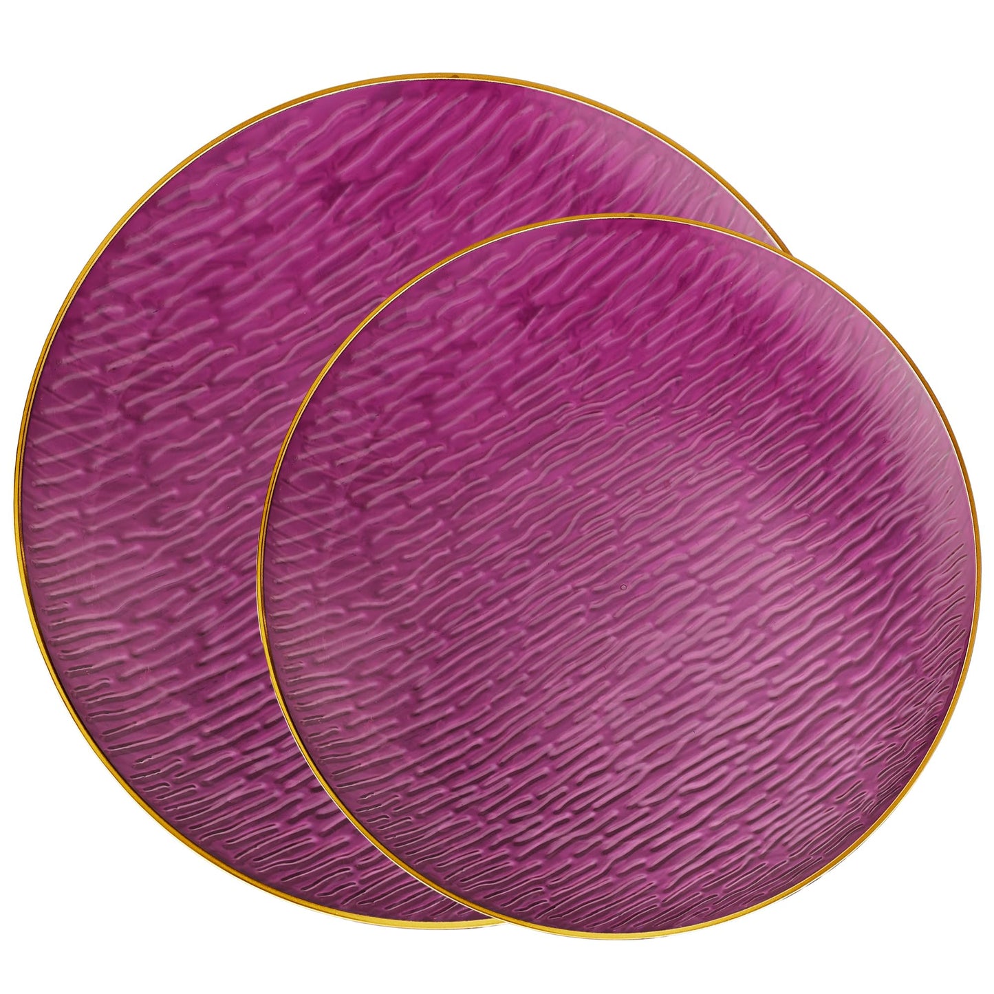 PLASTICPRO 48 Pieces Elegant Plastic Plates for Party Purple with Gold Rim Includes 7" inch and 10" inch Fancy Plastic Plates Disposable Dinnerware