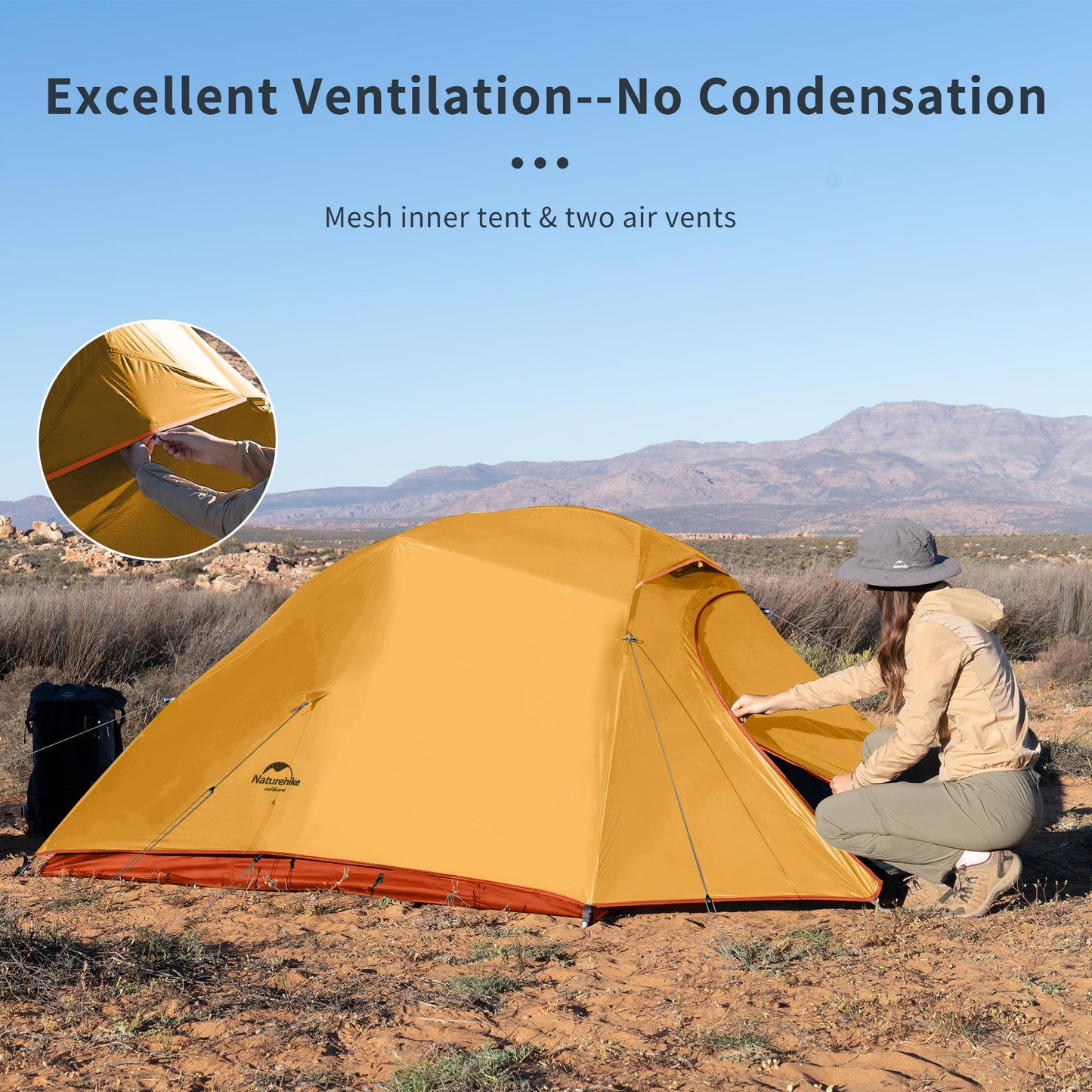 Naturehike Cloud-Up 3 Person Lightweight Backpacking Tent with Footprint - 3 Season Free Standing Dome Camping Hiking Waterproof Backpack Tents