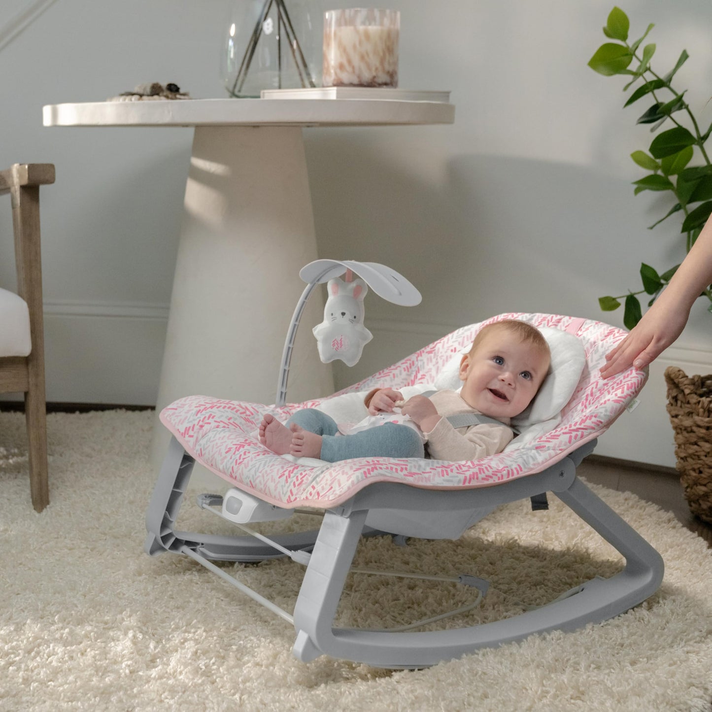 Ingenuity Keep Cozy 3-in-1 Grow with Me Vibrating Baby Bouncer Seat & Infant to Toddler Rocker, 0-30 Months Up to 40 lbs (Pink Lily)