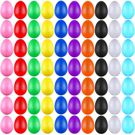 Yeshone 100 Pieces Egg Shakers Bulk Musical Instruments Percussion Maracas Egg for Kids Toys Plastic Shaker for Learning DIY Painting, Classroom Music, Rhythm(10 Color)