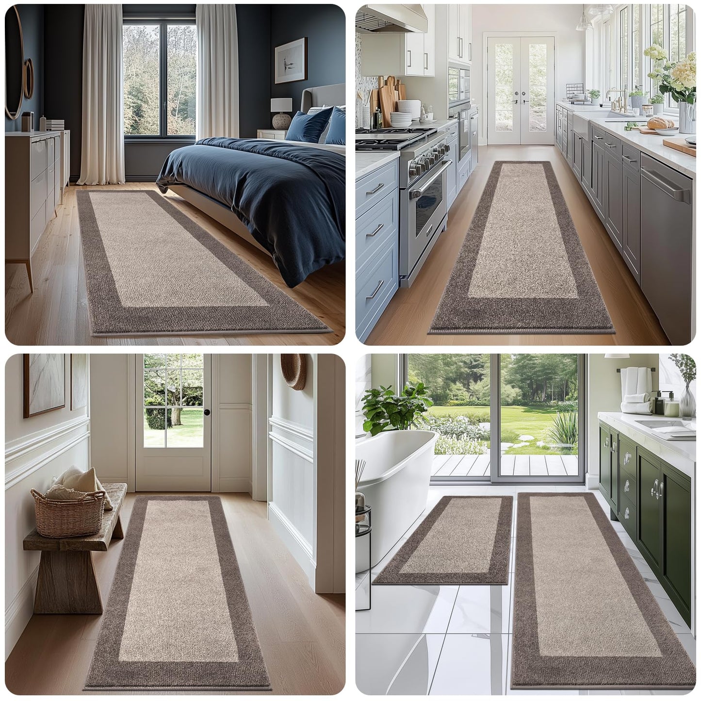 DOMUSTEX Machine Washable Kitchen Rug 32" x 84", Non Slip Kitchen Mat for Floor, Absorbent Entrance Runner Rug for Bedroom, Hallway, Bathroom, Door (Roll Packing)