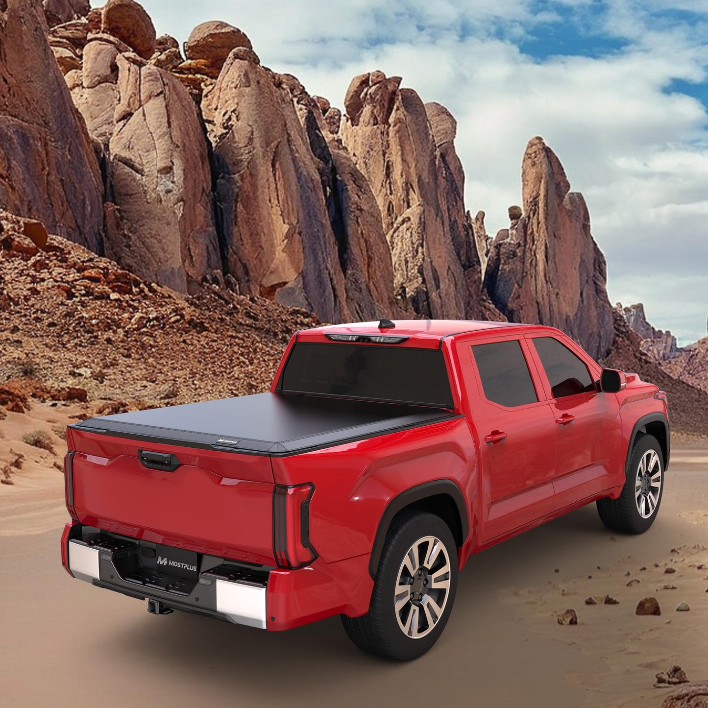 MOSTPLUS Quad Fold Hard Truck Bed Tonneau Cover Compatible with 2014-2025 Toyota Tundra Fleetside for Models with The Deckrail System 5.5 FT-4 Fold Aluminum Bed 66.7 inch