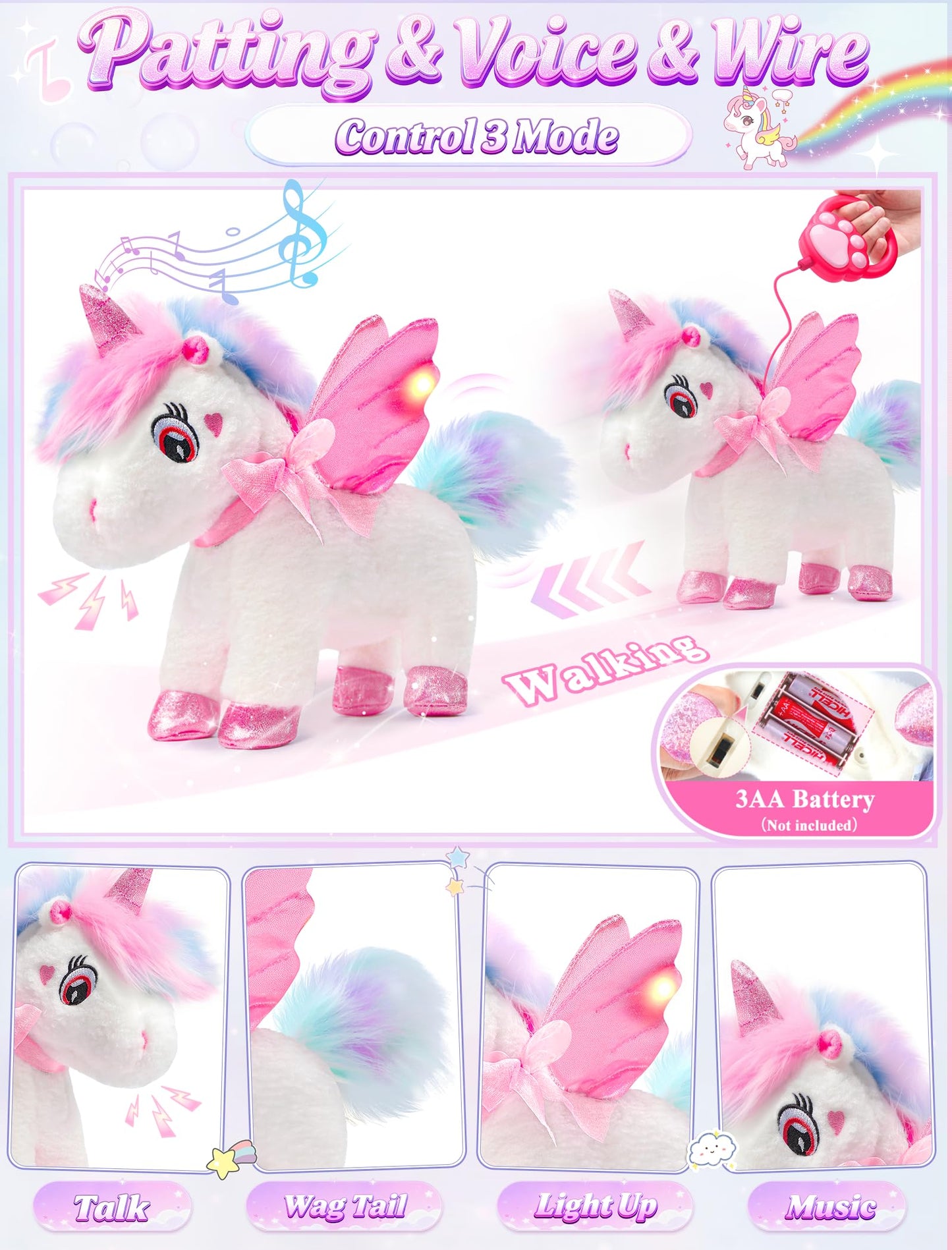 Jeowoqao Unicorn Toys for Girls Age 4-6,Walking Talking Singing Interactive Unicorns with Painting Kit Crafts Toddler Unicornss Dress up, Remote Control Plush Unicorn's Toy for Kids 3-6