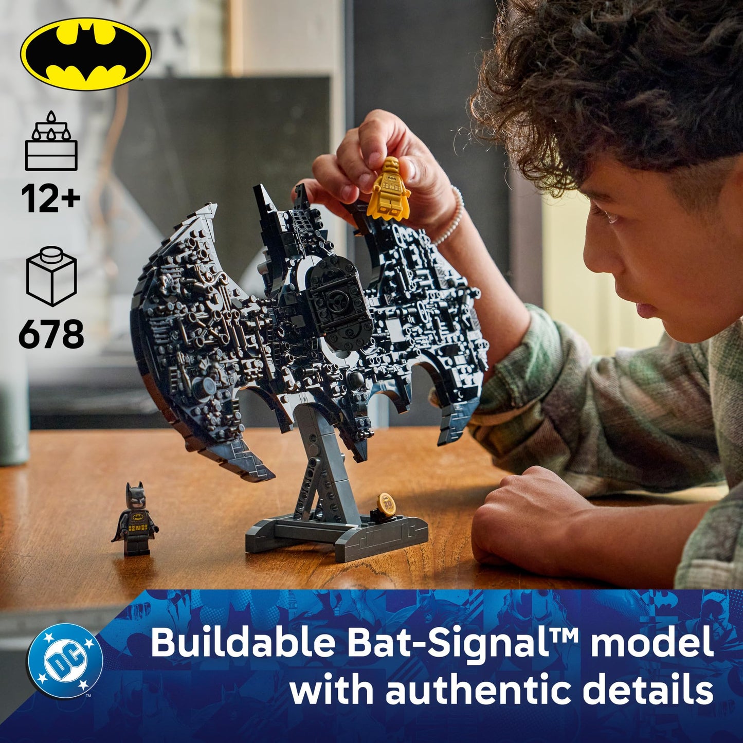 LEGO DC Batman: Batman Logo Building Toy - Super Hero Bedroom Decor for Kids, Boys & Girls, Ages 12+ - with Classic & Golden Batman Minifigures - Gift Idea for Birthdays & Fans - 76330
