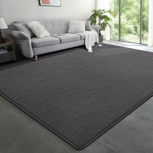 Large Modern Area Rugs for Living Room Bedroom, 5x8 Feet Dark Grey Ultra Soft Solid Thickened Memory Foam Indoor Minimalist Carpets, Non-Slip Comfy Rugs for Boys Girls Nursery Kids Room Home Décor