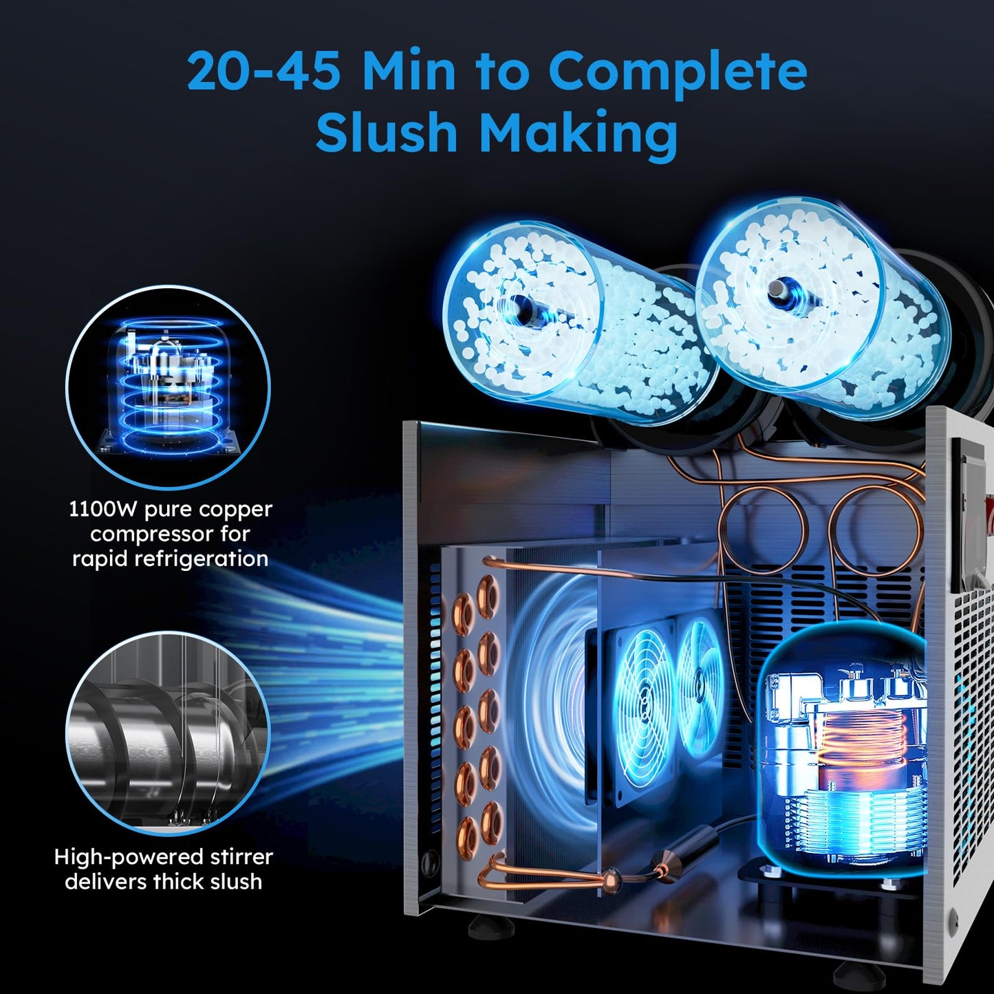 30L 8 Gal Commercial Margarita & Slushy Machine,1100W 110V Frozen Drink Maker Smoothie Machine for Bar,Electric Large Slushie Machine with Self-cleaning Mode,For Alcohol Beverage Cocktail Juice