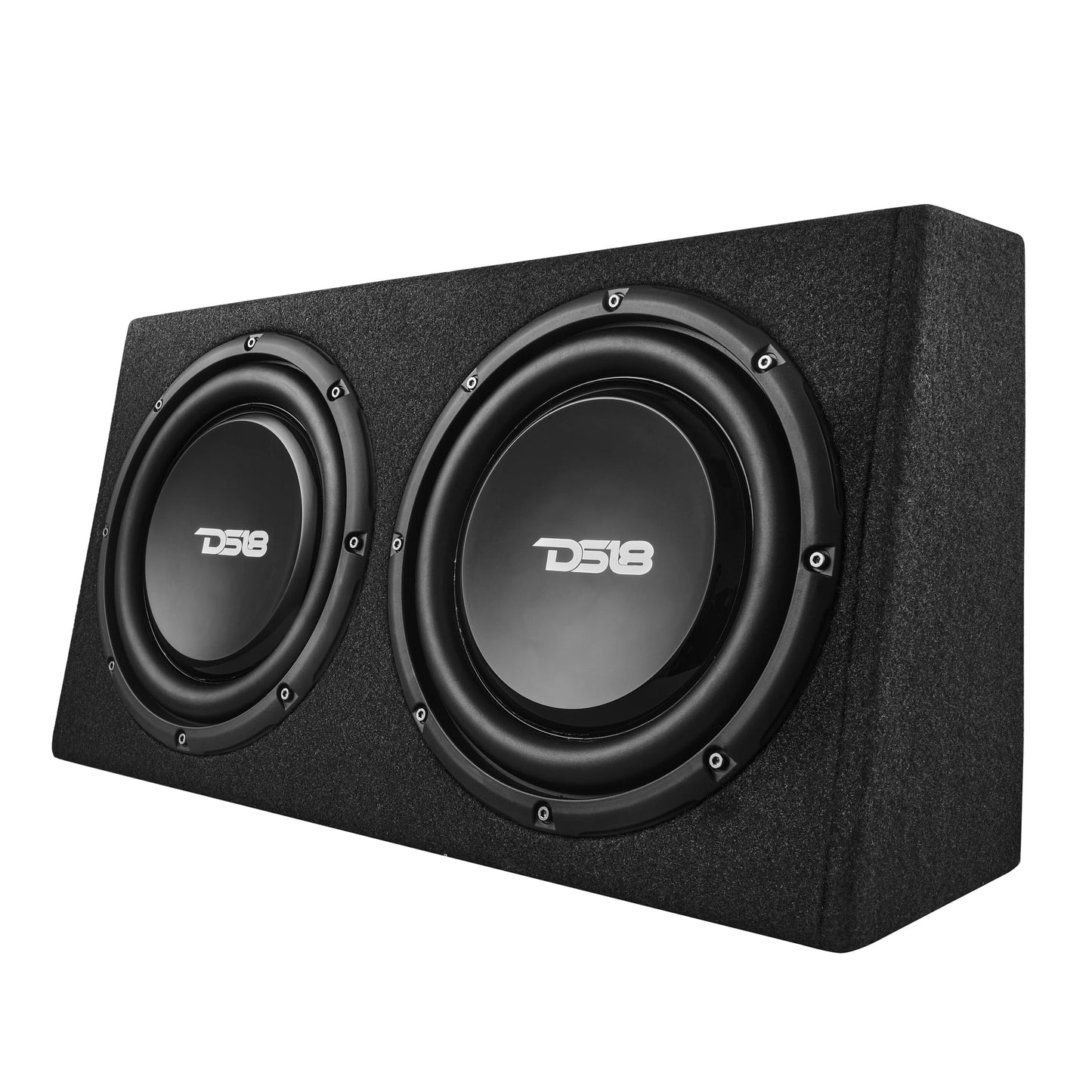 DS18 PU210A 10" Active Subwoofer Shallow Enclosure with 10" Passive Subwoofer for Pick-Up Trucks, Enclosure with Dual 10" Subwoofers 350 Watts Each, Designed for Tight Spaces, Great for Trucks