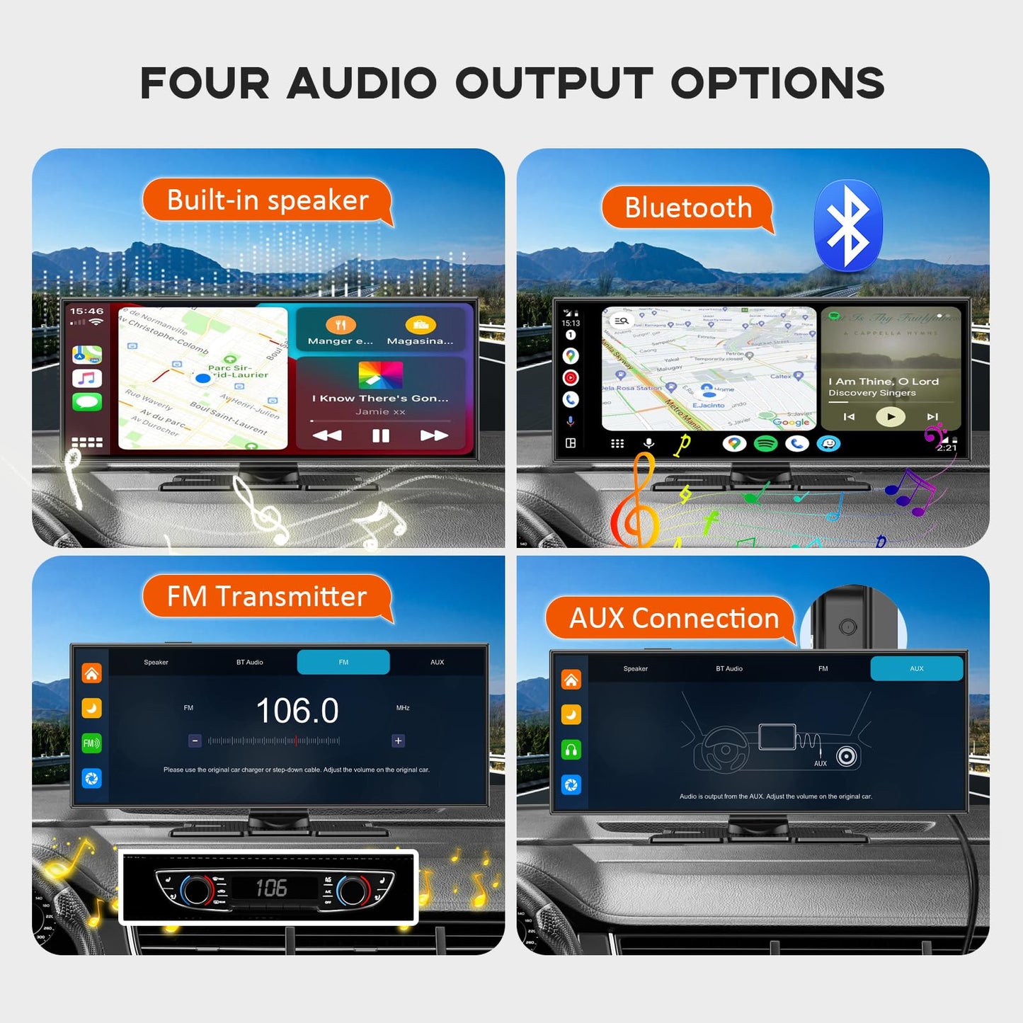 Largest 11.5" Portable Apple Carplay Screen for Car, 4K Wireless Car Play & Android Auto, Upgrade Touchscreen with Dash Cam, App Control/Loop Recording/Backup Camera/Mirror Link/GPS/FM