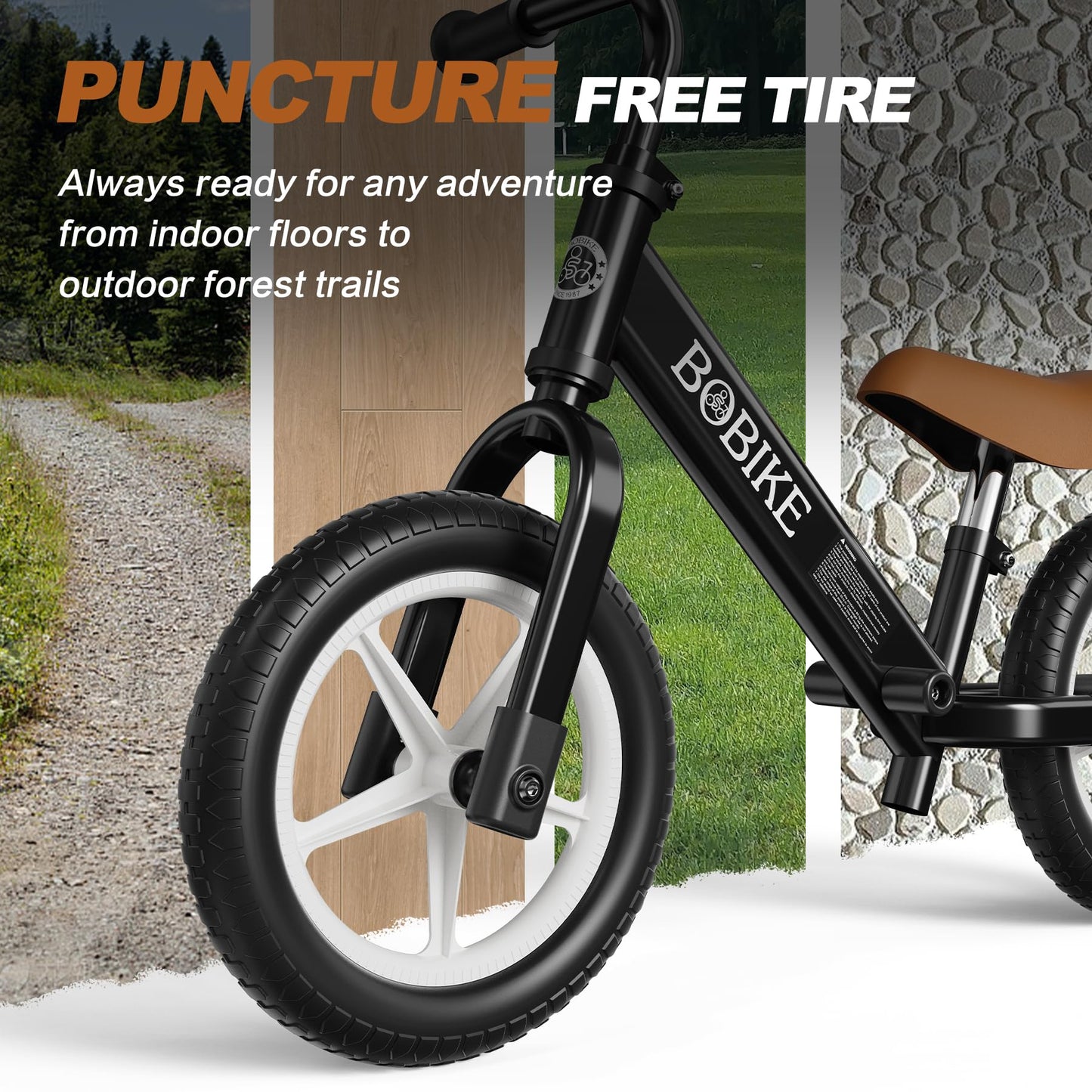 Bobike Toddler Balance Bike, Balance Bike with Footrest for Ages 2-5, Adjustable Seat & Handlebar, No-Pedal Training Bicycle, Gift for Boys and Girls(Black)