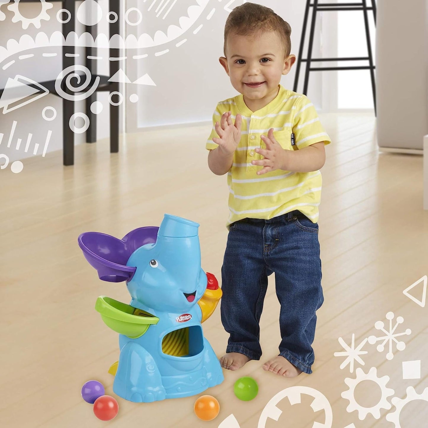 Playskool Poppin Park Elefun Busy Ball Popper Toy for Toddlers and Babies 9 Months and Up with 4 Colorful Balls for Active Boys and Girls (Amazon Exclusive)
