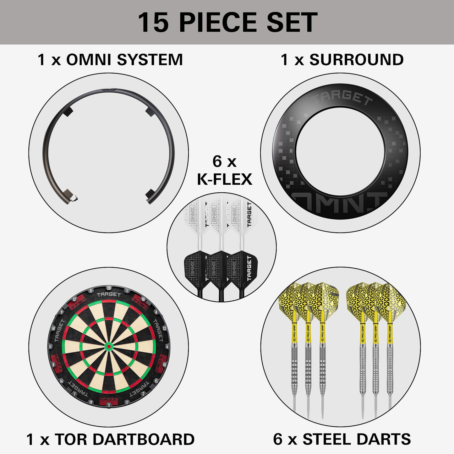 Target Darts Omni Ultimate Home Set up | Auto Scoring System with Wall Protection Surround and TOR Dart Board | LED Lighting System| 90% Tungsten Steel Tip Darts and No.6 K-Flex