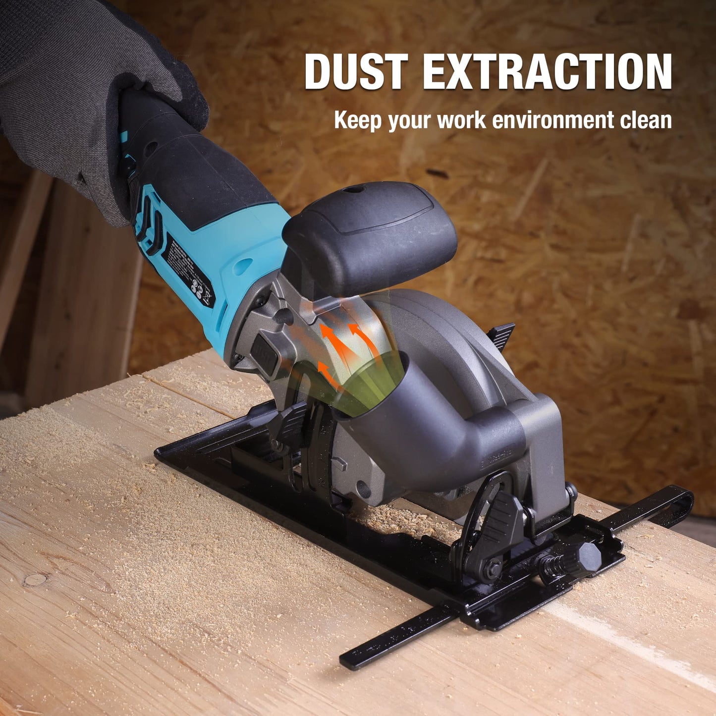 DURATECH Mini Circular Saw, 20V 4-1/2" Cordless Circular Saw with 4.0Ah Battery, Fast Charger, 3PCS Blades, 3600RPM, Max Cutting Depth 1-11/16"(90°),1-1/8"(45°), for Tiles, Wood, Soft Metal, Plastic