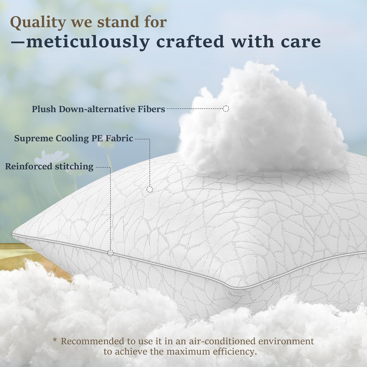 COZSINOOR Bed Pillows Queen Size - Cooling Premium Down Alternative Pillows Set of 2 for Side, Back, and Stomach Sleepers Hotel Quality Fluffy Soft Microfiber Fill Breathable Skin-Friendly