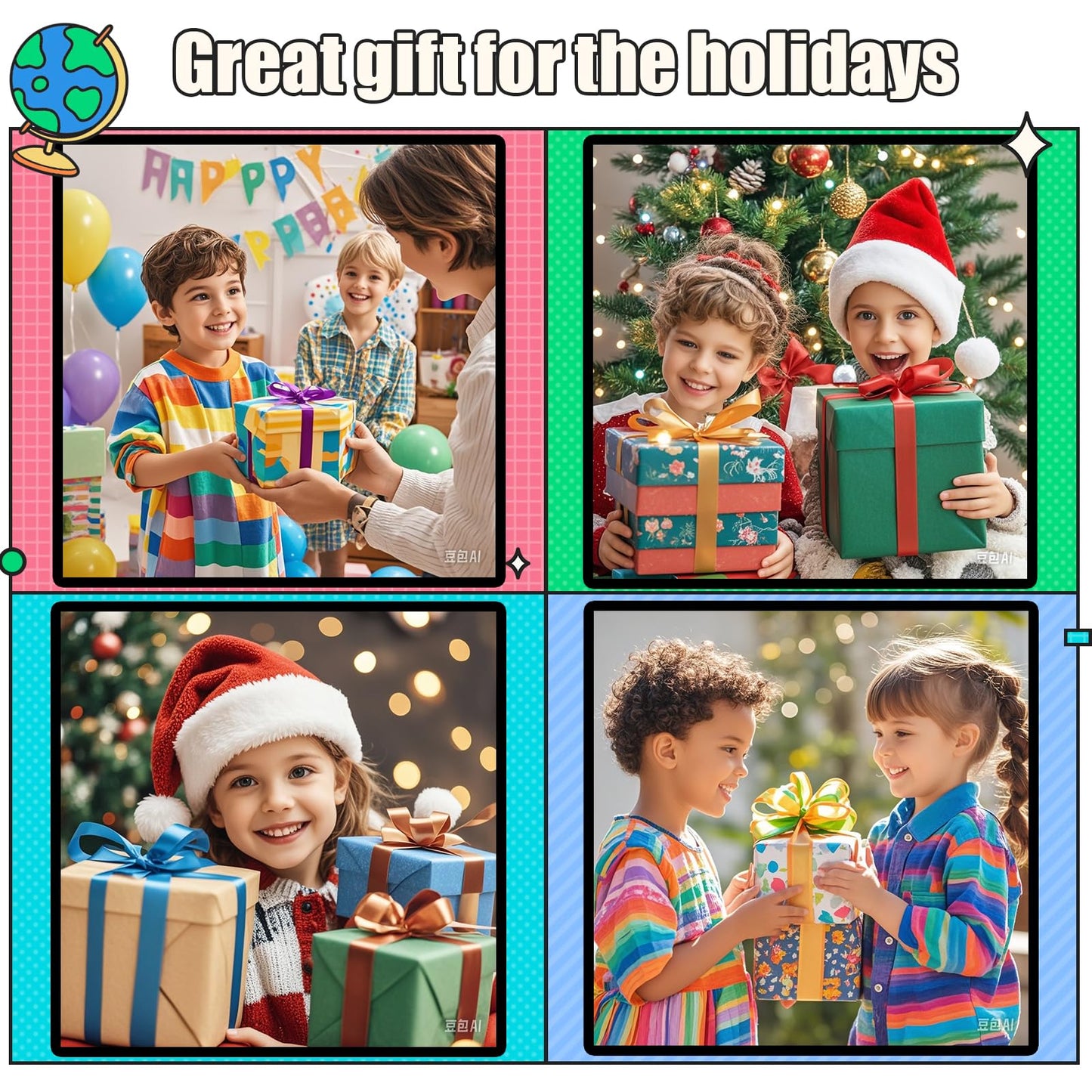 Fidget Toys for Kids, Handheld Puzzle Game with LED Screen & Multiplayer Mode, Sensory Toys for 3-12 Year Old Girls Boys, Fun Battle Gifts for Friends（Christmas）