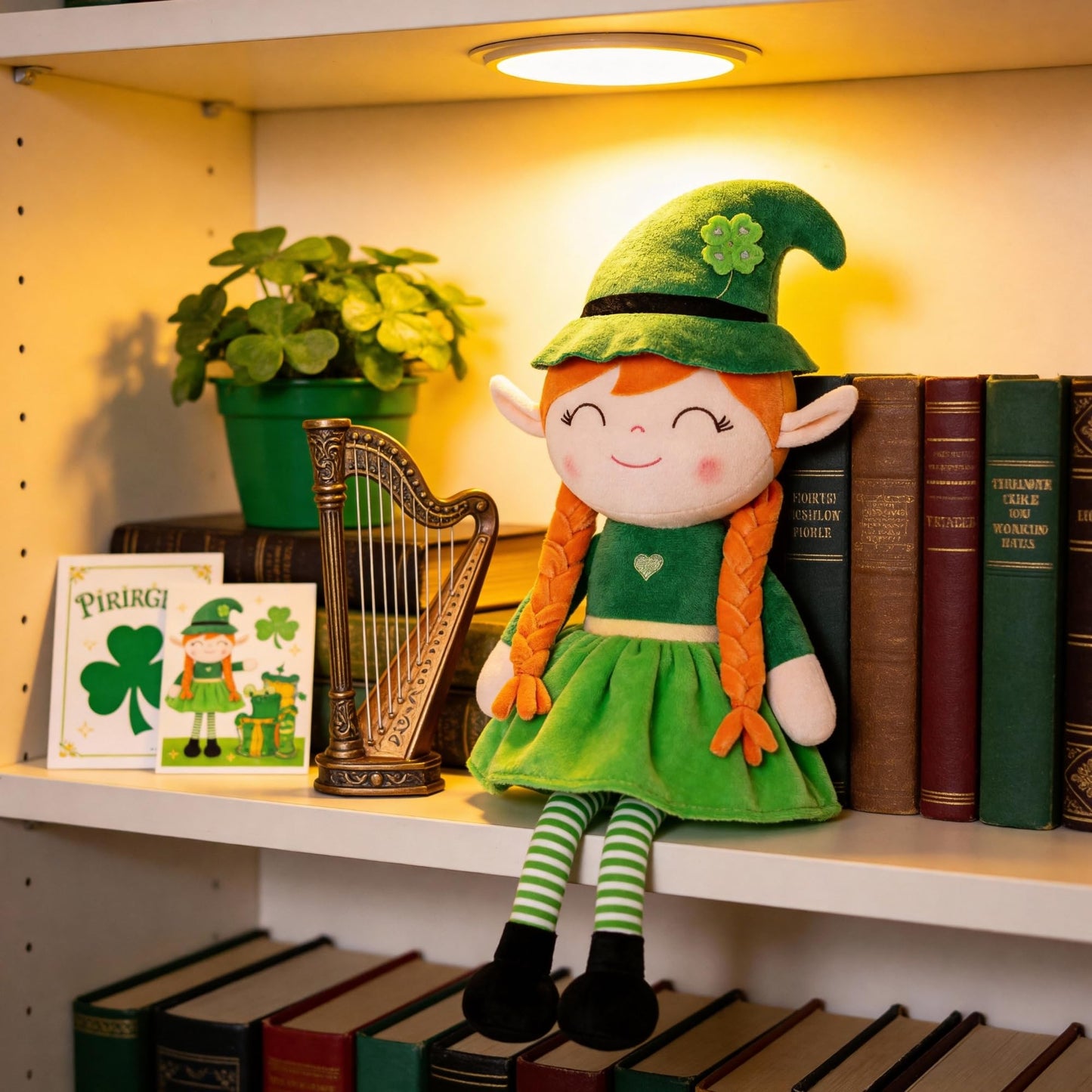 Gloveleya Plush Dolls Saint Patrick's Day Gifts Soft Blessings Doll Shamrock Wishes Plush Leprechaun Baby Girl Gifts