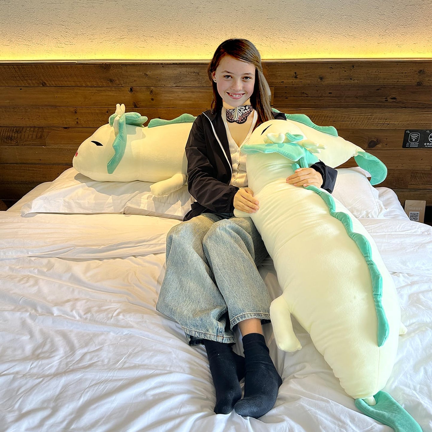 Hofun4U Dragon Plush Pillow, 50 Inch Dragon Stuffed Animals, Christmas Birthday Gift for Adults Kids Girls Boys