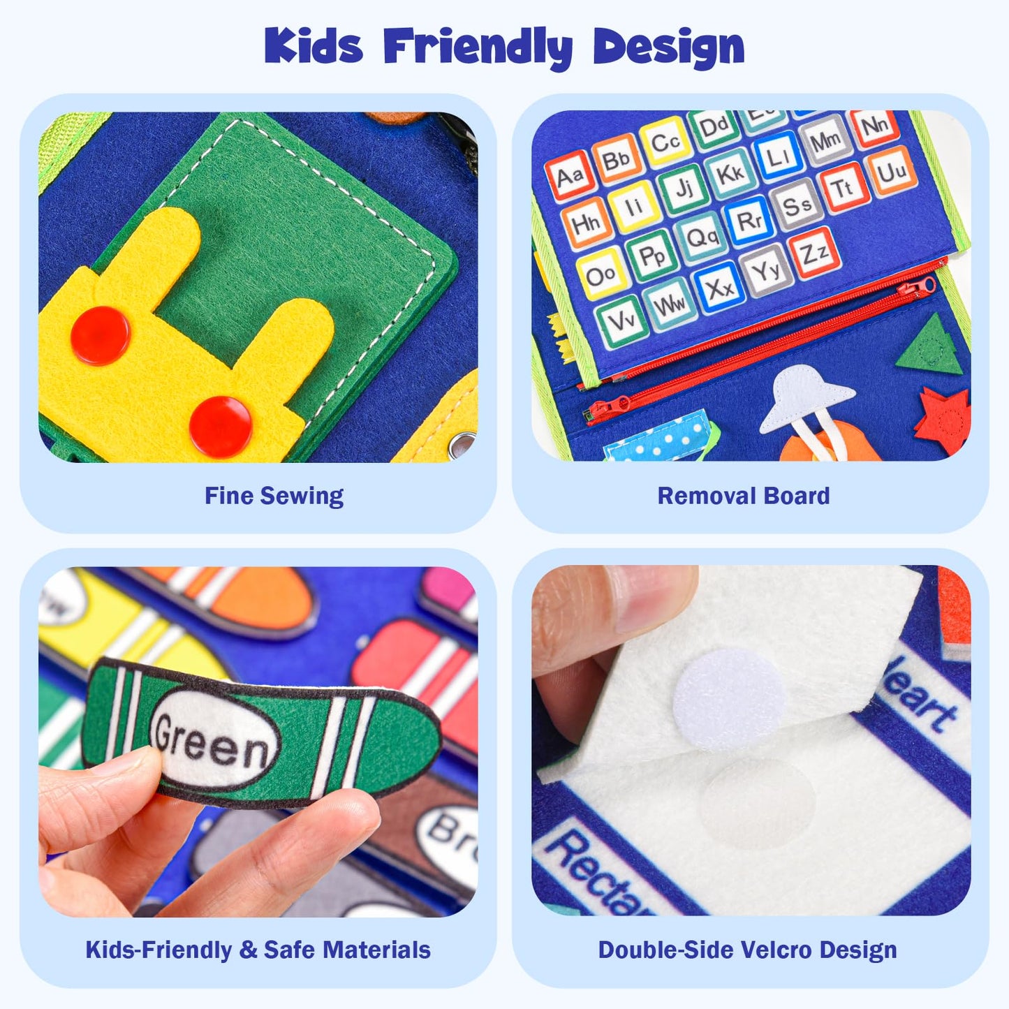 Asten Busy Board Montessori Toys for Toddlers: Busy Book Sensory Board Quiet Books Educational Activity Book for 3 4 5 Year Old Gifts for Boys Girls Kids, Toddler Travel Toys for Airplane Car (Blue)