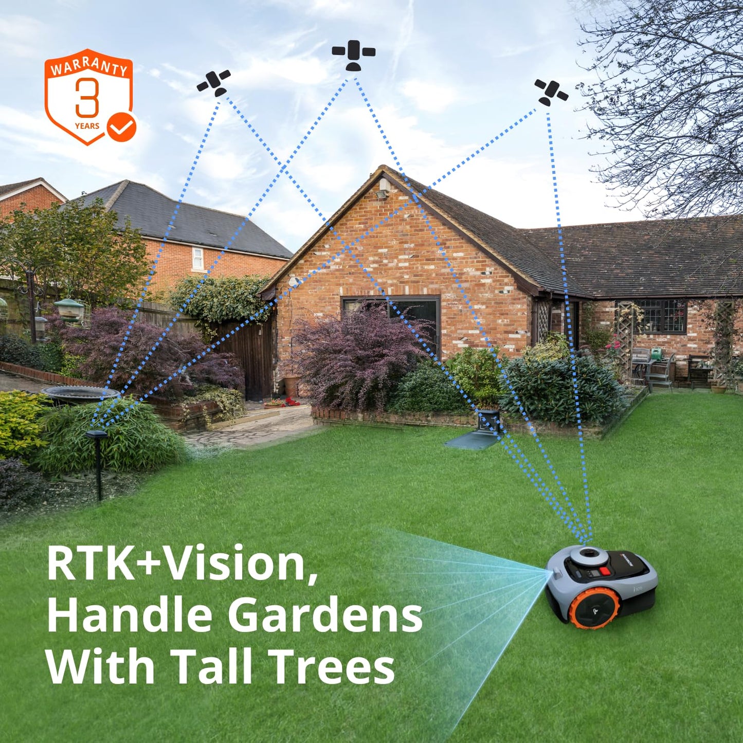 Navimow i105N + Rough Terrain Kit, Robust Wheels for Muddy Terrain and up to 35% Incline.
