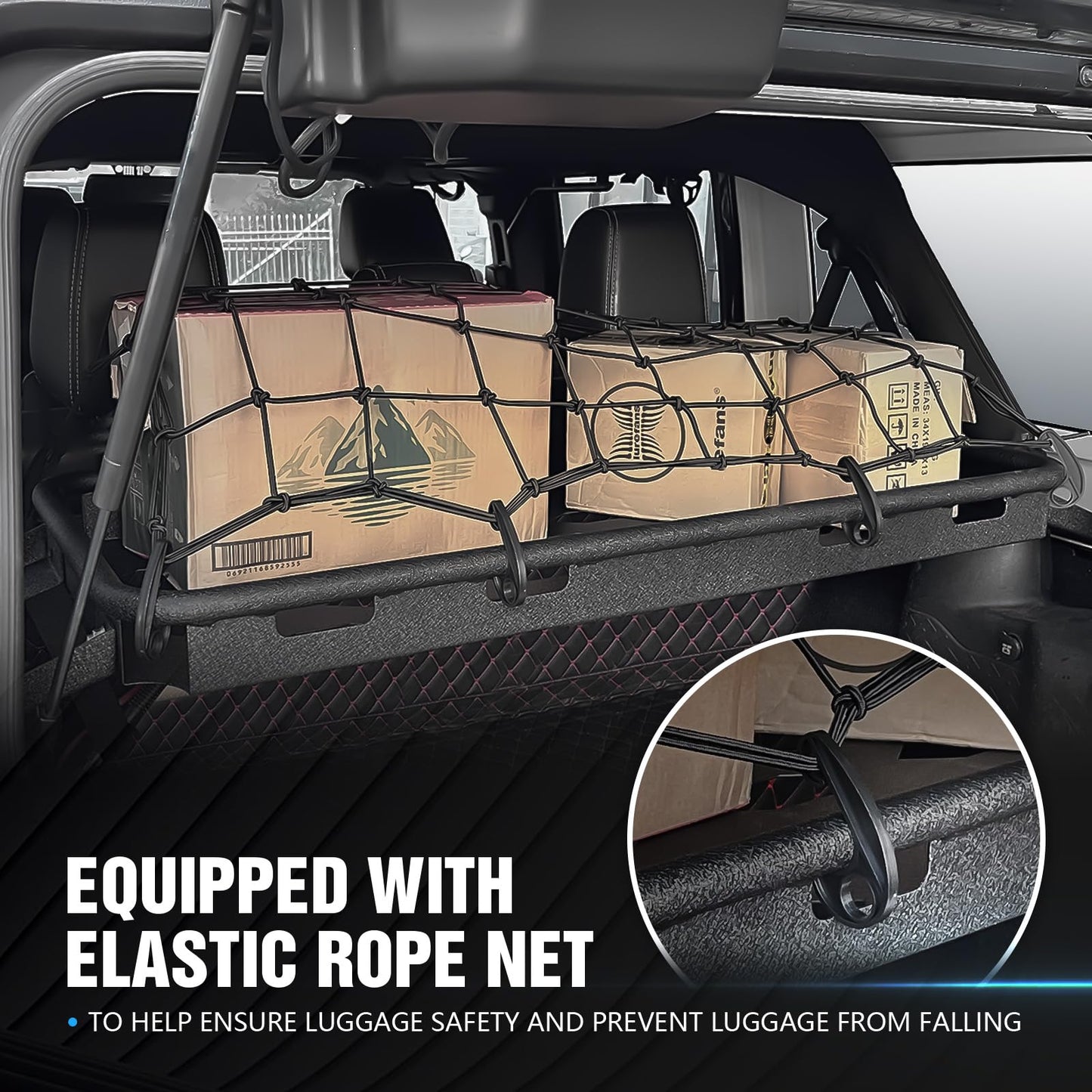 YZONA Rear Trunk Cargo Storage Rack Compatible for 2007-2026 Jeep Wrangler JK JKU & JL JLU Unlimited 4 Door Hardtops, Interior Luggage Rack Shelf for Camping Gear (350 LBS)
