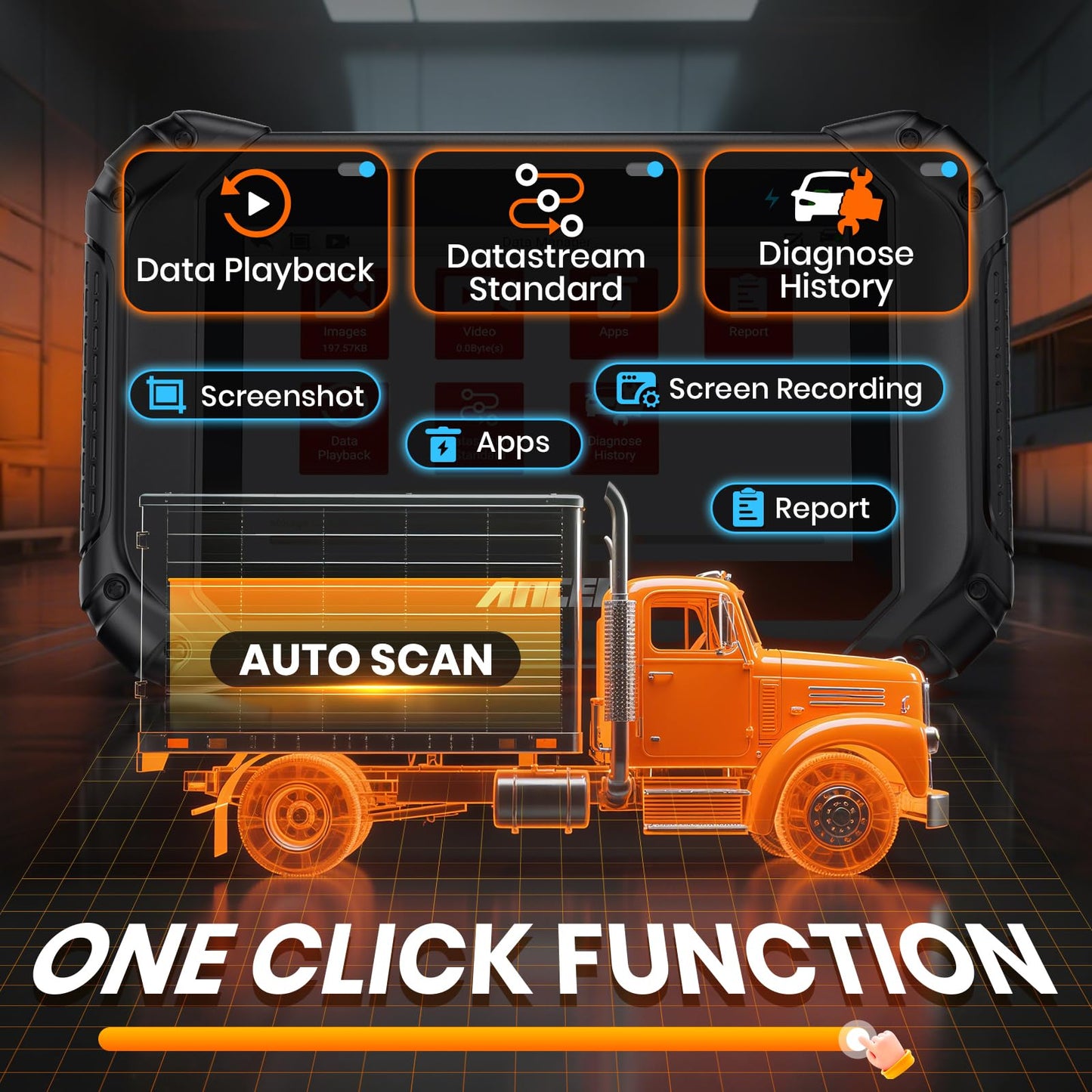 ANCEL V5 HD PRO Heavy Duty Truck Scanner, New Bi-Directional Control Diesel Scanner, Full System Diagnostic Scan Tool with 40+ Resets, ABS SRS D-P-F Regen for Semi Trucks Commercial Vehicles