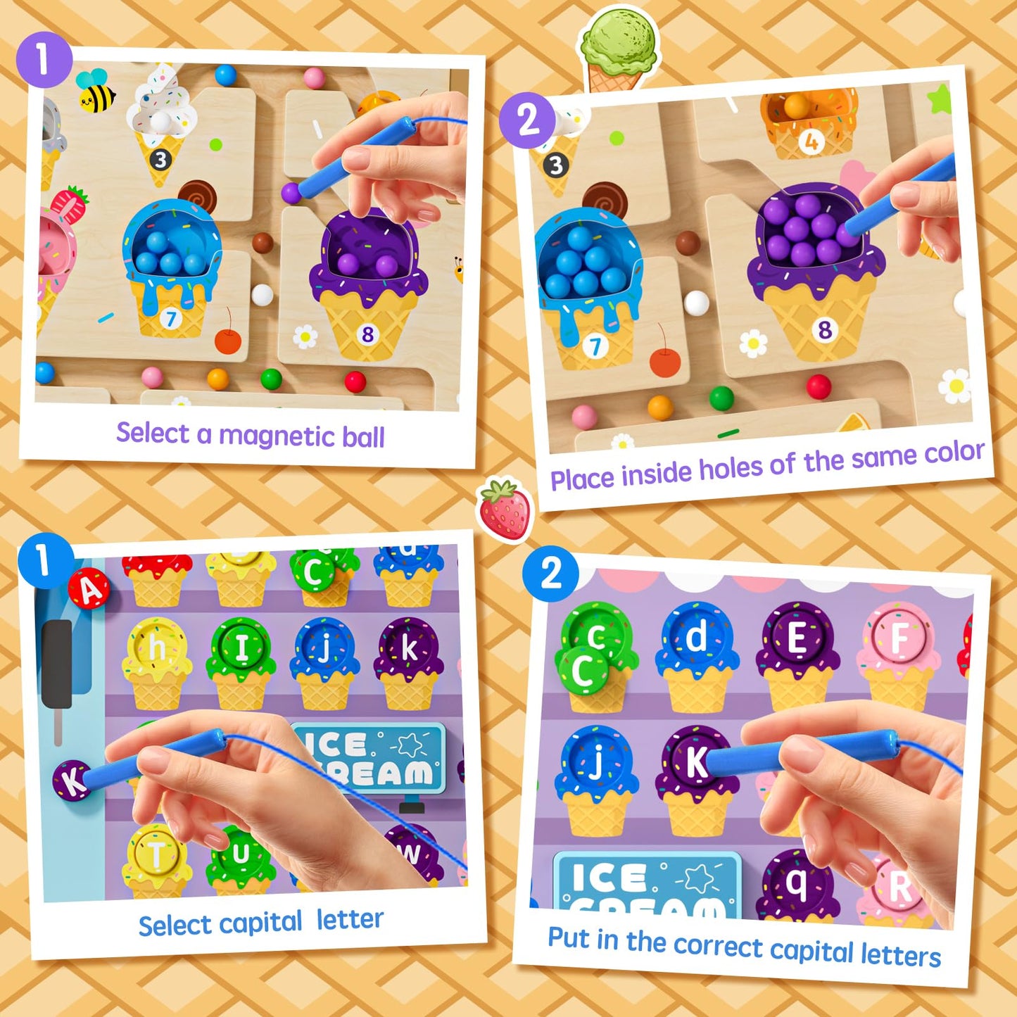 2 in 1 Magnetic Maze Board for Kids Montessori Toys Double-Sided Counting Magnetic Alphabet Letters ABC Magnets Puzzles 3-5 Age Boys and Girls Birthday Gifts