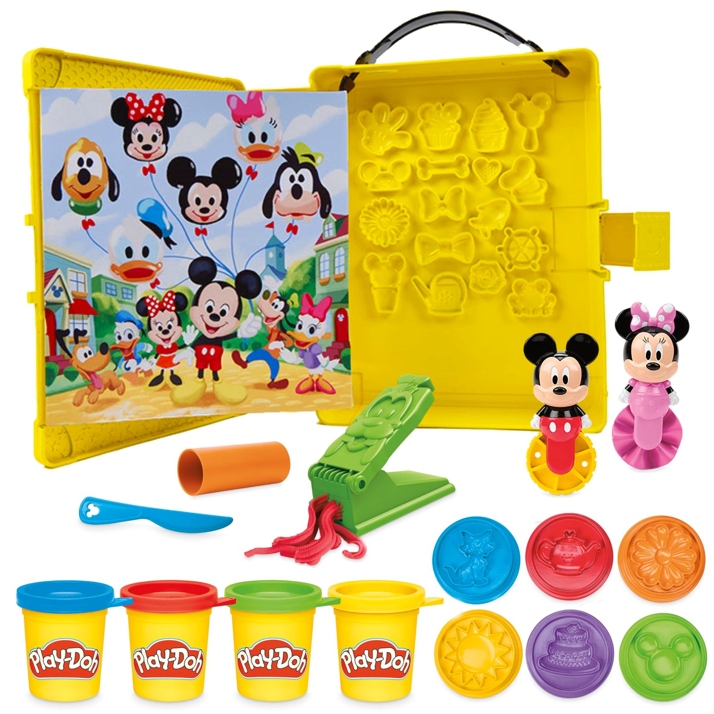 Play-Doh Disney Junior Mickey Mouse Clubhouse, Shape a Story Playset, Storage & Travel, Arts & Crafts Preschool Toys for Kids 2+