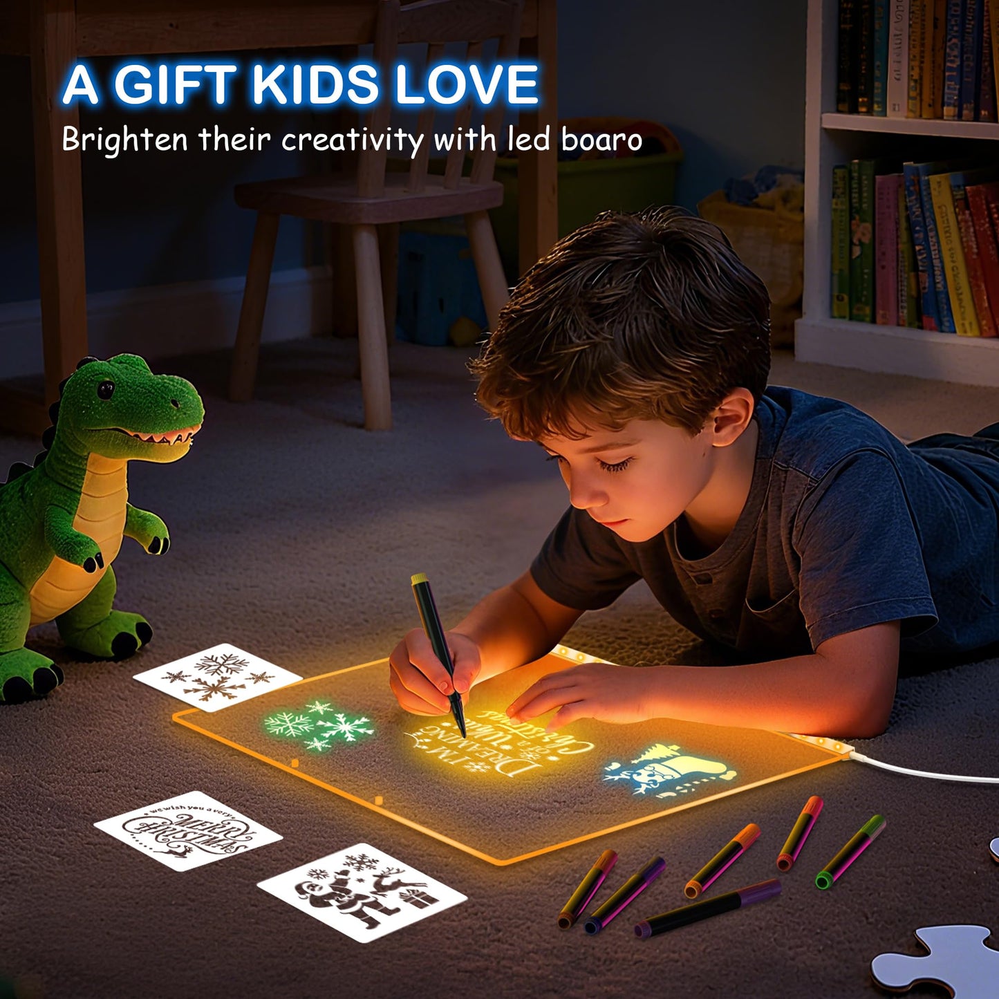 LED Drawing Board for Kids, 17" Light Up Doodle Board, Reusable Glow in The Dark Drawing Tablet with 7 Colors, Erasable & No Mess Art Toy for Ages 3-12+, Best Birthday Gift for Girls Boys (2026 New)