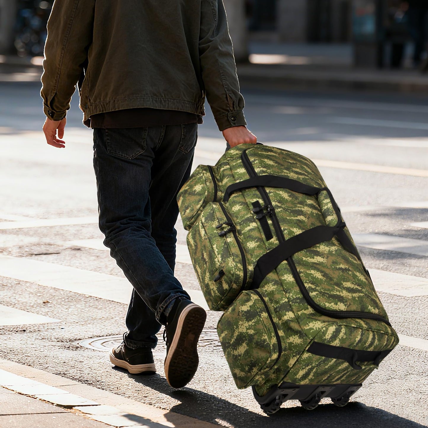 TENFLY Large Rolling Military Deployment Bag, 120L Heavy Duty Tactical Duffel with Wheels, Waterproof Luggage for Travel Camping Outdoor Adventures and Gear Storage