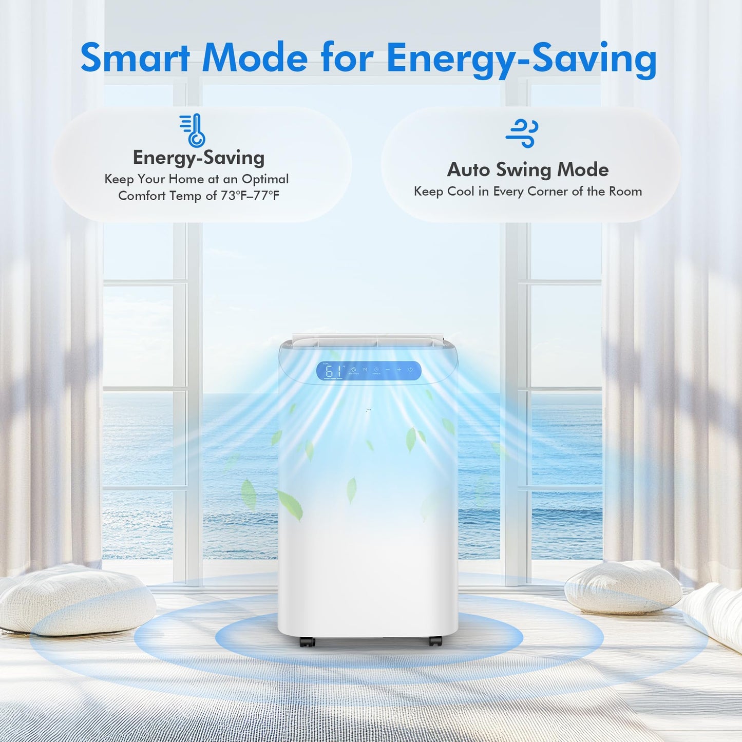 14000 BTU Portable Air Conditioners,Cools Up to 700 Sq.Ft, AC Unit with Cooling/Fan/Dehumidifier/Sleep Mode,Remote Control&Installation Kit, Portable AC for Large Rooms