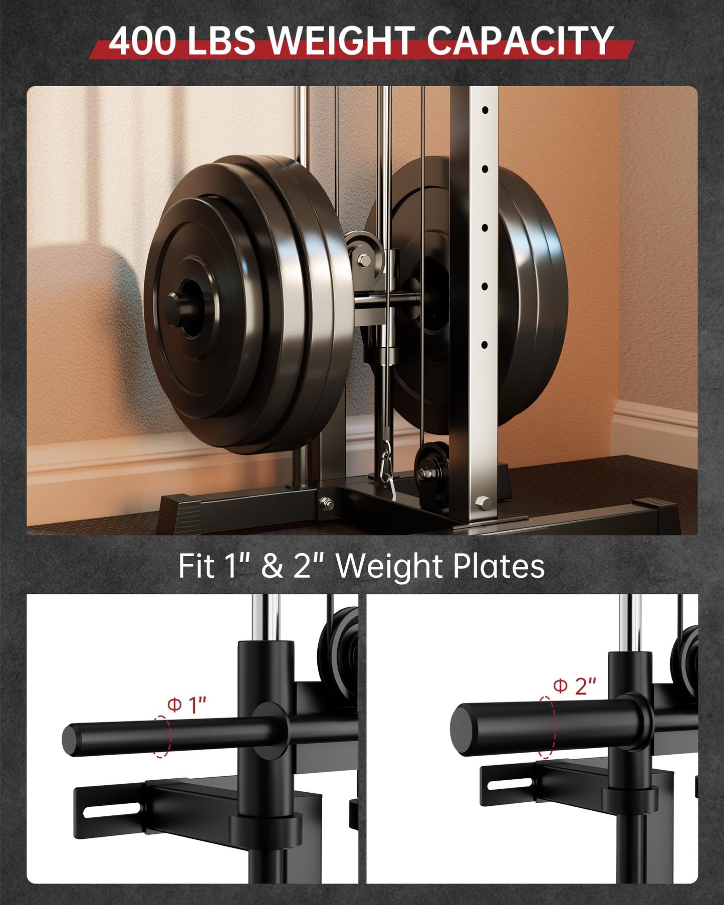 Wall Mount Cable Machine with 19-Position Dual Pulley System, LAT Pulldown & Cable Crossover Machine, Heavy Duty Functional Trainer Workout Equipment for Home Gym