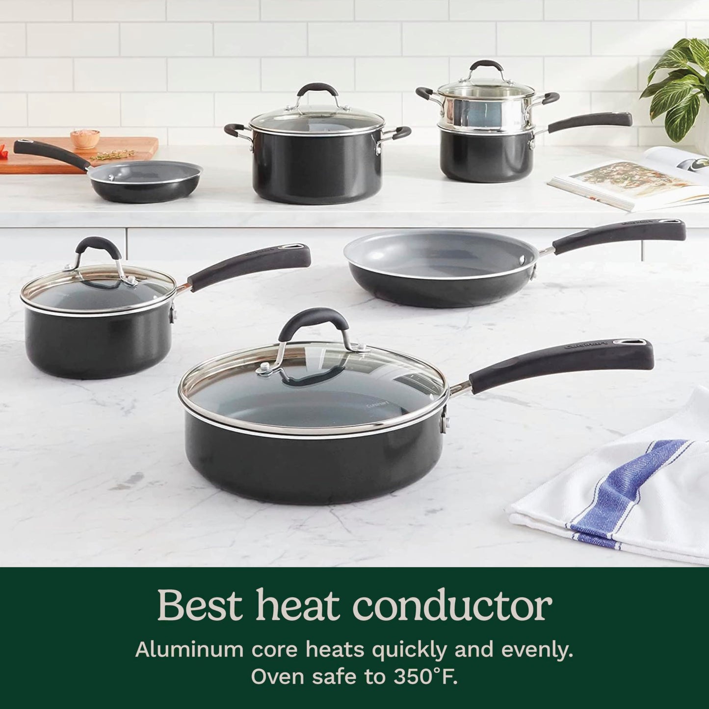 Cuisinart 11-Piece Nonstick Cookware Set, Ceramica XT, Black, 54C-11BK