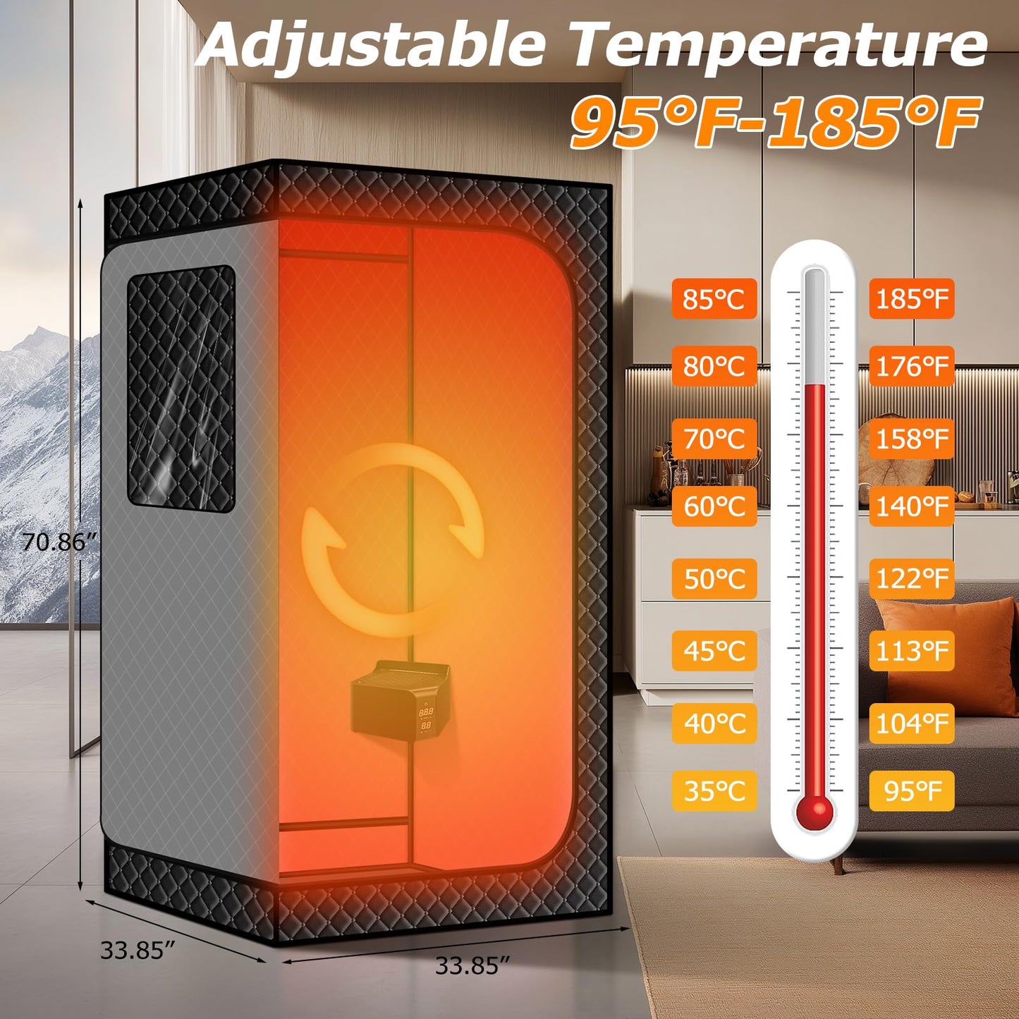 TaTalife Upgraded Hot Air Sauna, Portable Dry Wind Saunas with 660nm Red Light Lamp, Time & 175℉ Temperature Remote Control, Upgraded Comfortable Chair