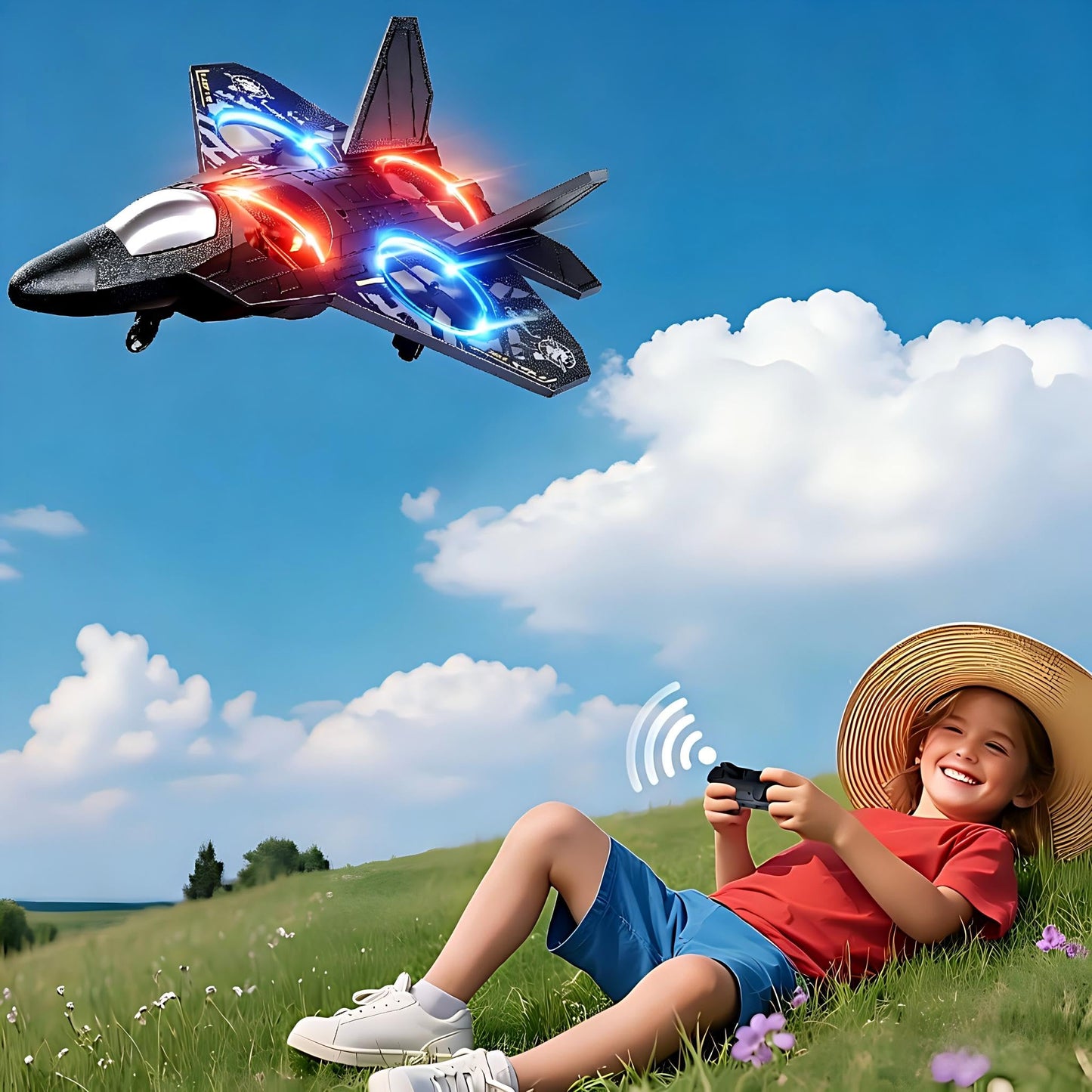 Remote Control Airplane for Kids Boys Beginners 8-12, RC Plane with Light, 360° Flip Fighter Jet Toys, Stunt Roll, Airplane Toy Gifts for Kids Boys Girls 8-16 Drone for Adults