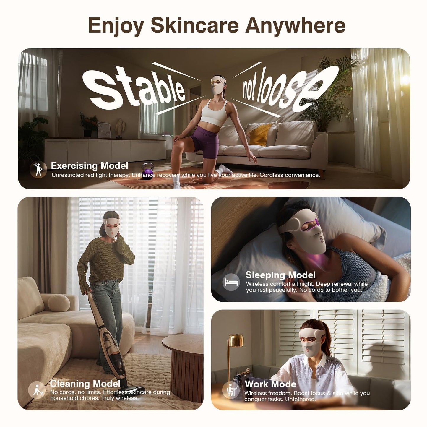 Red Light Therapy for Face, 9 Modes Wireless Face Mask Light Therapy, 850nm Infrared & Red Light Masks, 2500mAh Rechargeable, 3D Facial Fit, Light Therapy Skin Care At Home