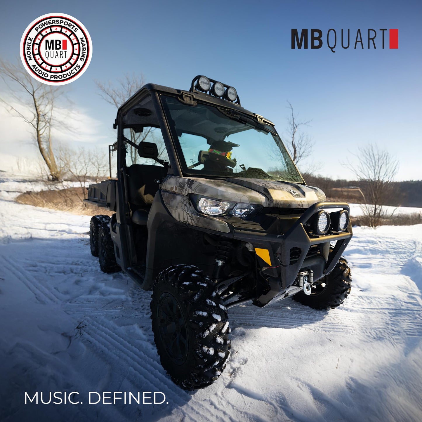 MB Quart Dual 10" Subwoofer System Upgrade for Can Am Defender 17-25, Plug and Play Compatibility, Marine Grade Protection, 400 Watts