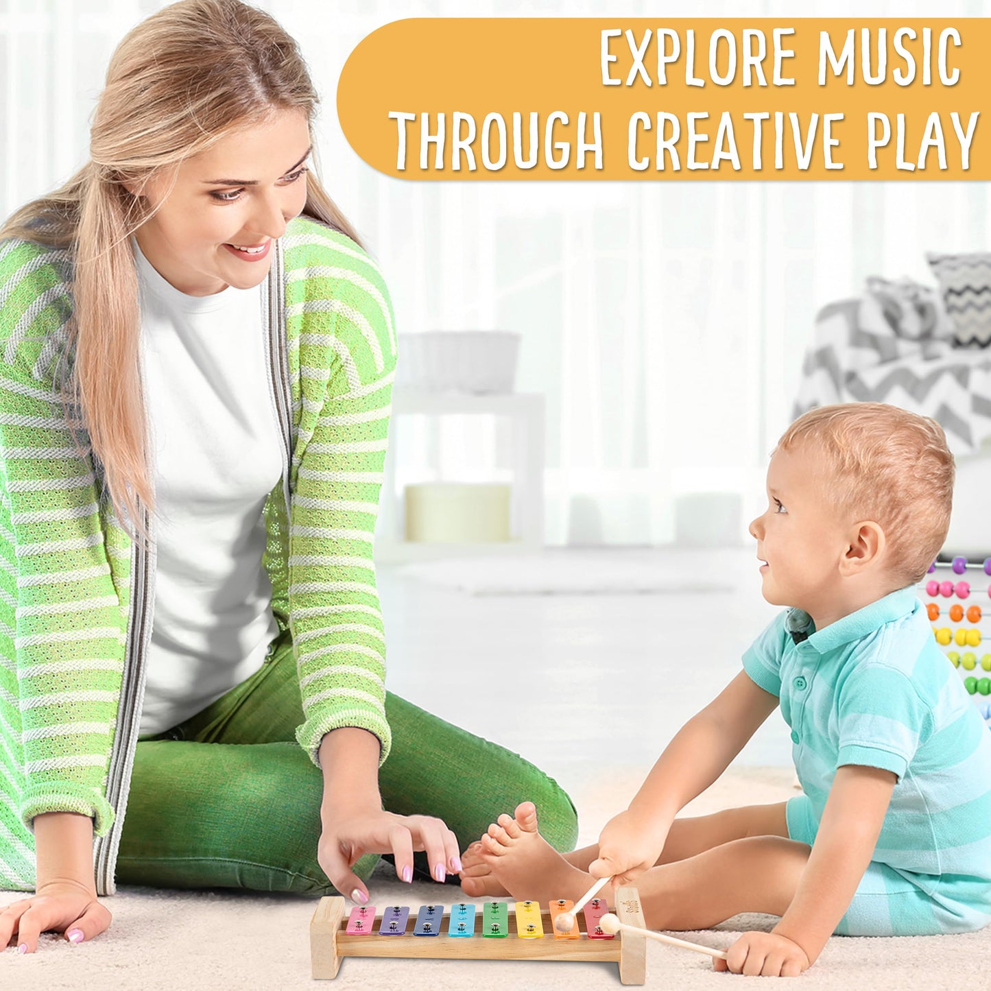 Stoie's Wooden Xylophone for Kids and Toddlers, Kid-Friendly Design, 8 Notes of Rainbow Color, Tuned C-Key Xylophone with Mallets and Music Songbook, Kids Musical Instrument Educational Montessori Toy