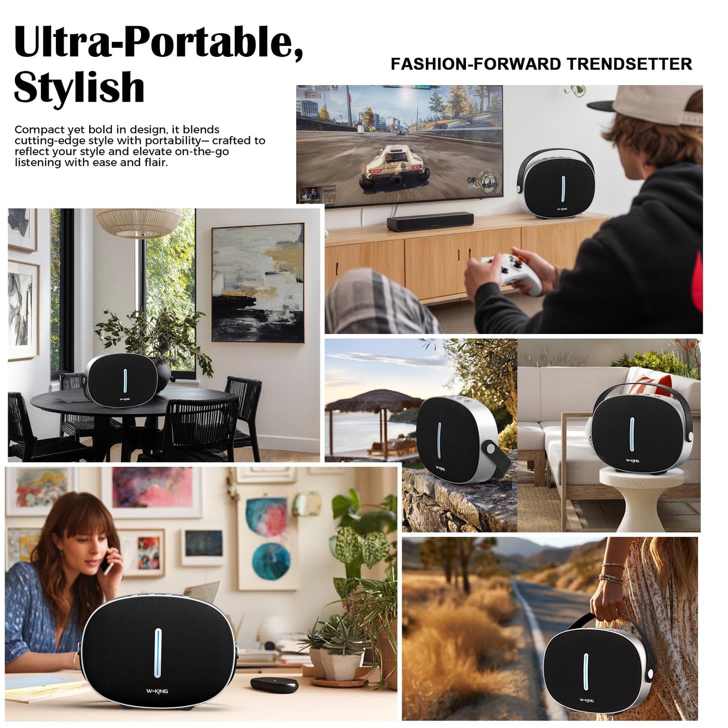 Bluetooth Speaker Loud, W-KING T8II Portable Bluetooth Speakers Wireless, 96W Peak Powerful Outdoor Boombox Subwoofer, Deep Bass/Clear Sound, BT5.4/Fast Charging/PowerBank/USB/AUX, Party Large Speaker