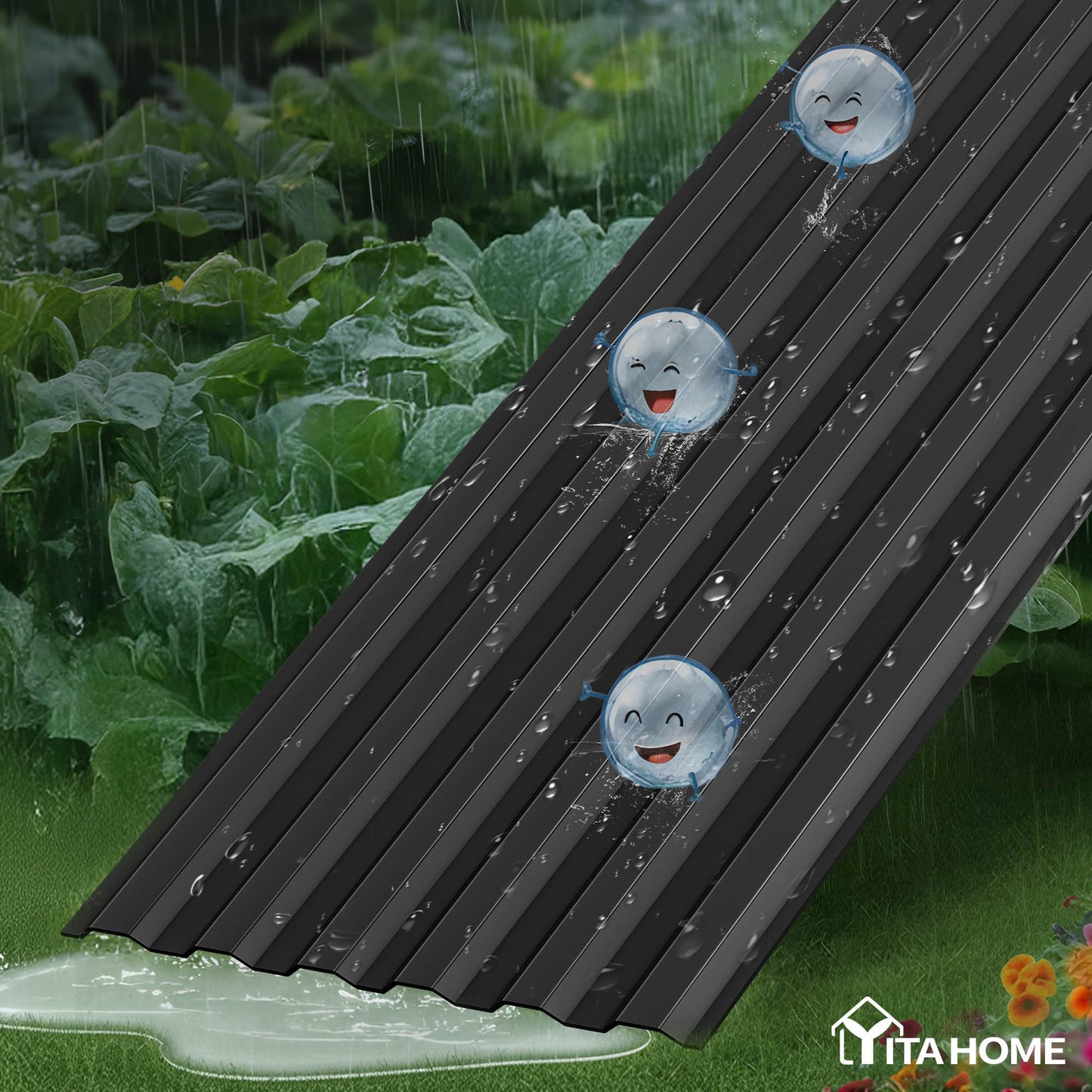 YITAHOME 8x4x2ft 2pcs Large Raised Garden Bed, Galvanized Metal Planter Box with Gloves, Ground Nails, Support Rod & Safety Rubber, Outdoor Above Ground Planters for Plants Vegetables Flowers, Black