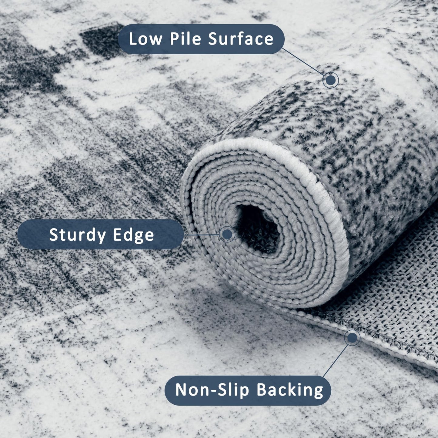 WEZVIX Area Rug 5x7 Living Room Rugs, Modern Abstract Washable Rug,Non-Slip Stain Resistant Carpet for Entryway Bedroom Dining Room Farmhouse Nursery Home Office-Abstract Blue Gray