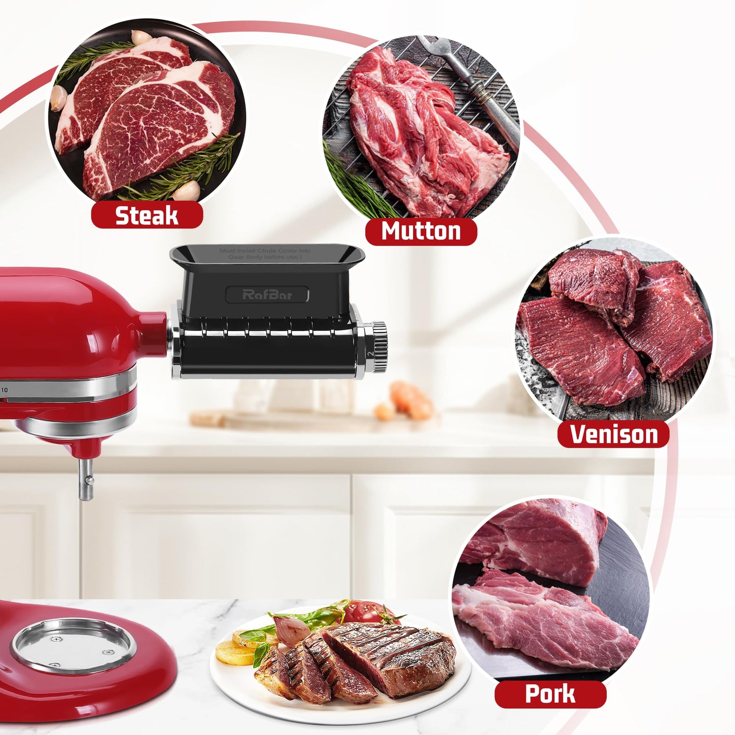 Adjustable Thickness Meat Tenderizer Attachment for Kitchenaid Stand Mixers, Meat Tenderizer Tool, Steak Cuber Processor Accessories for Kitchen aide,Dishwasher Safe